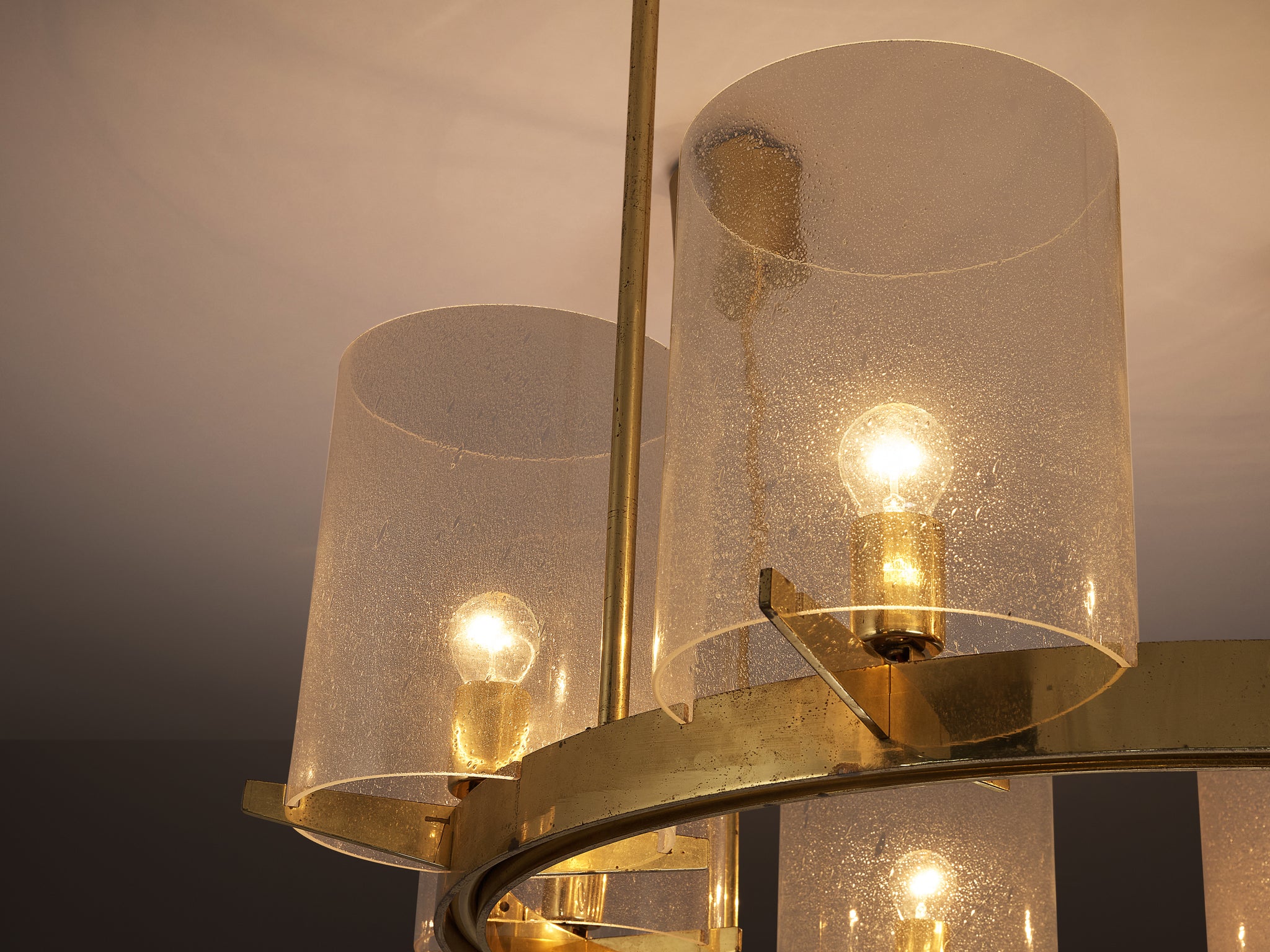 Hans-Agne Jakobsson Chandelier in Brass and Blown Glass