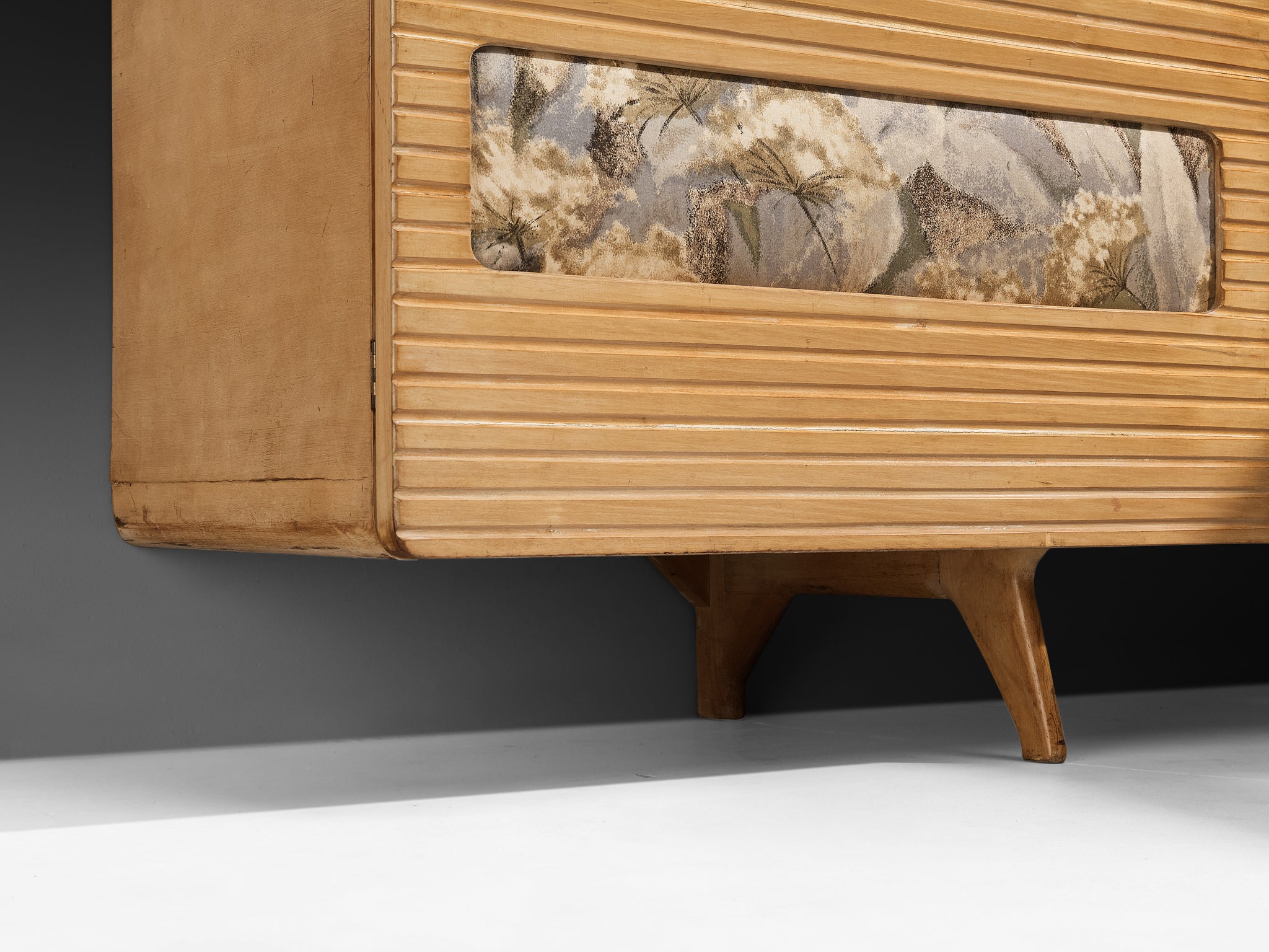 Unique Italian Large Wall Unit with Writing Desk in Maple and Birch Case pieces and storage cabinets Morentz