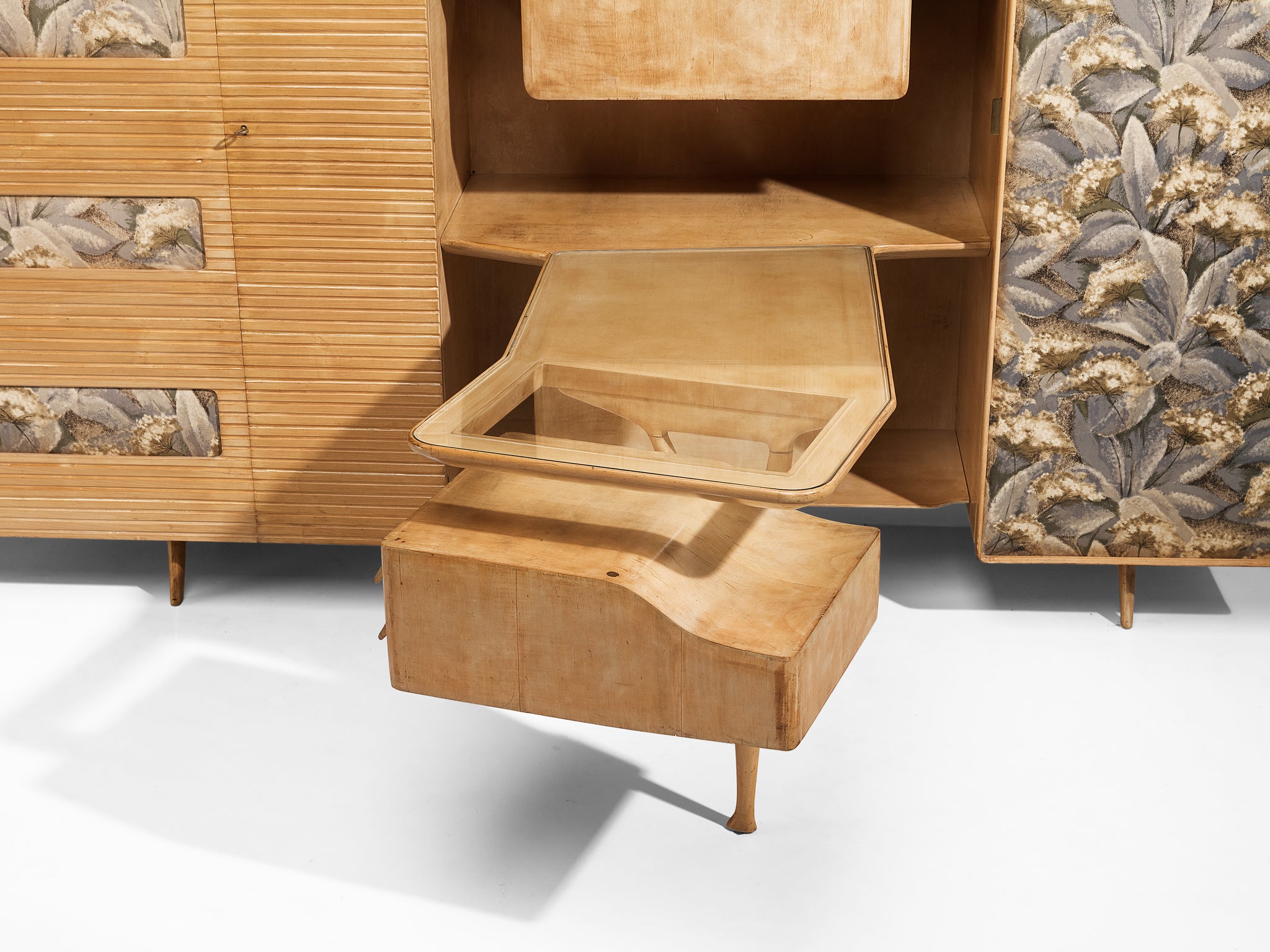 Unique Italian Large Wall Unit with Writing Desk in Maple and Birch Case pieces and storage cabinets Morentz