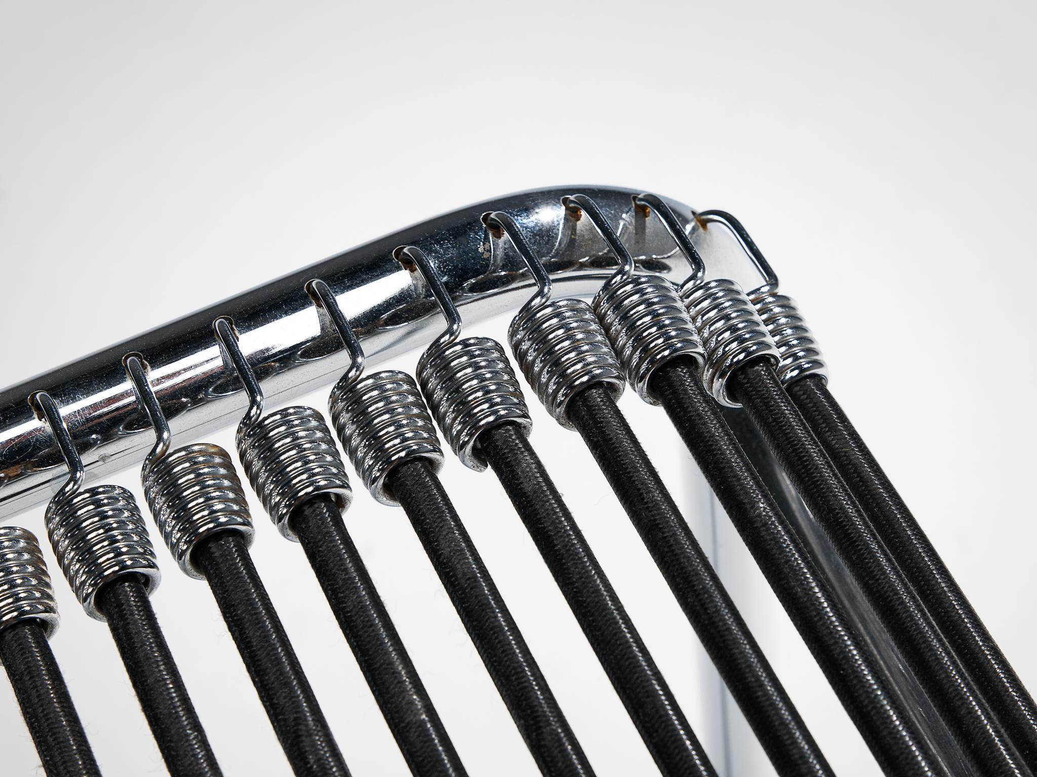 René Herbst Pair of 'Sandows' Dining Chairs in Steel and Cord seating Morentz