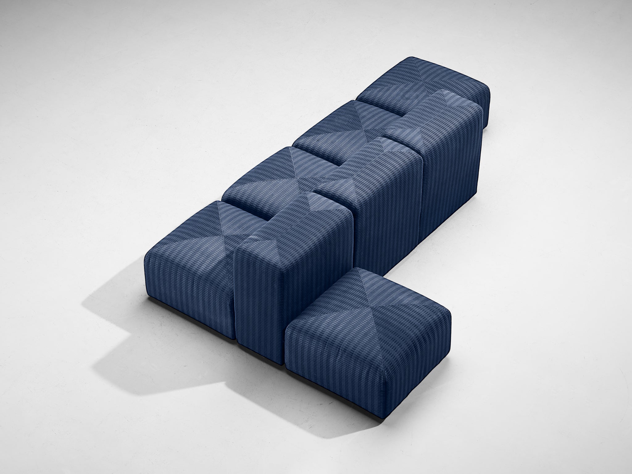 Giancarlo Piretti for Anonima Castelli 'Sistema 61' Sectional Sofa in Blue Seating Morentz