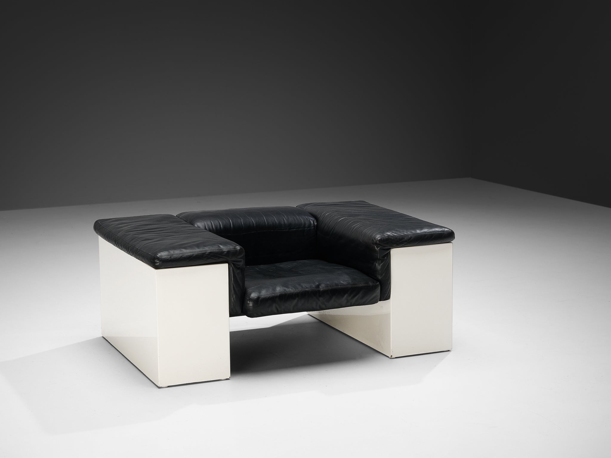 Cini Boeri for Knoll 'Brigadiere' Lounge Chair in Black Leather Seating Morentz