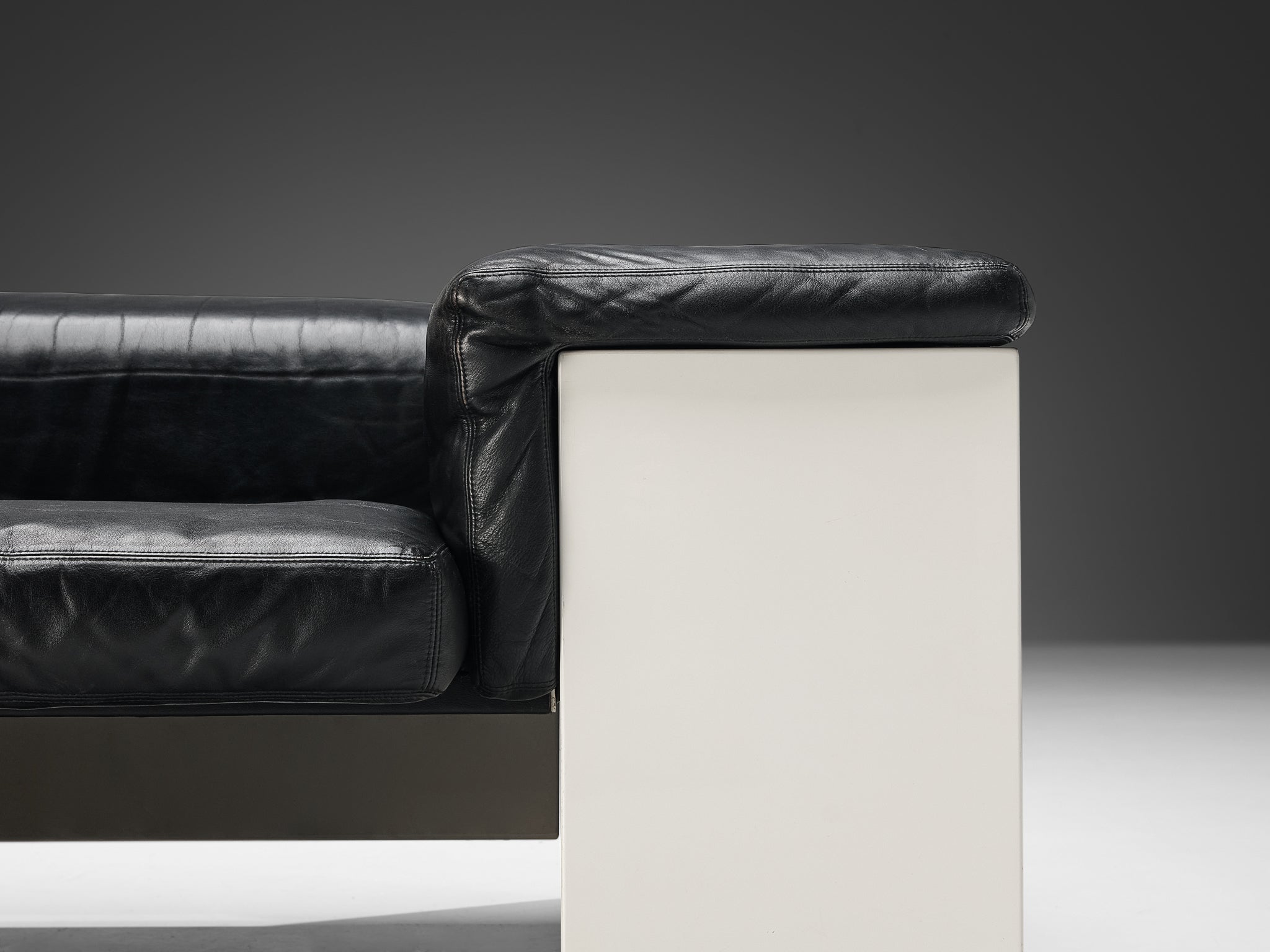 Cini Boeri for Knoll 'Brigadiere' Lounge Chair in Black Leather Seating Morentz