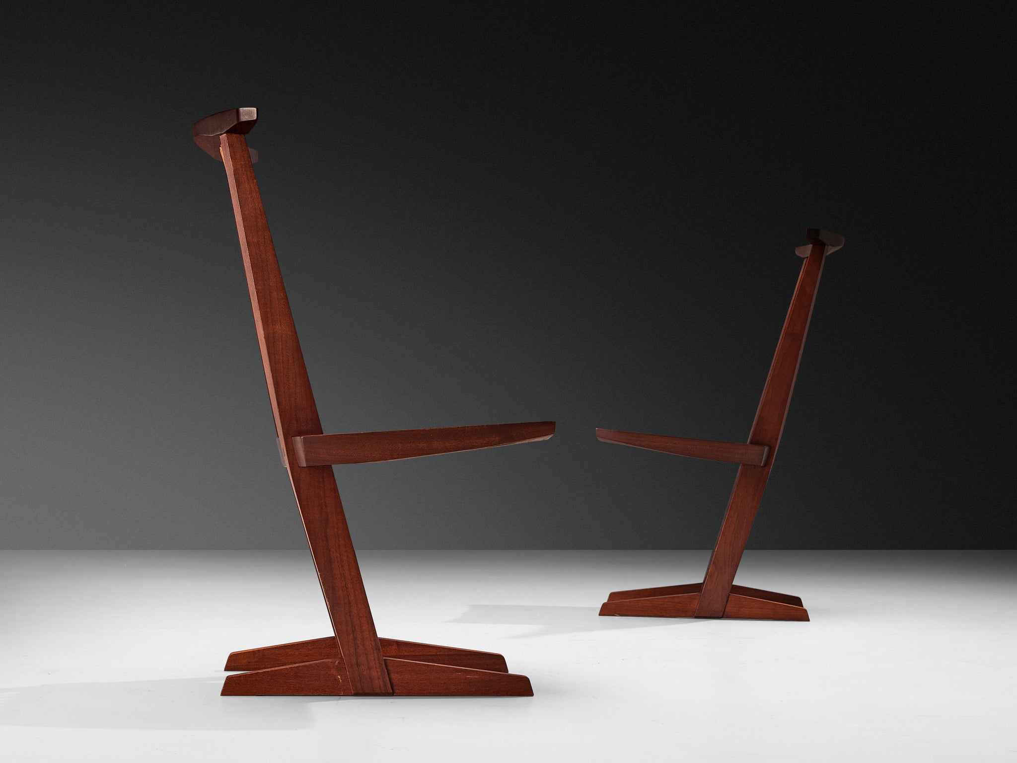 George Nakashima Set of Four 'Conoid' Chairs in Walnut Seating Morentz