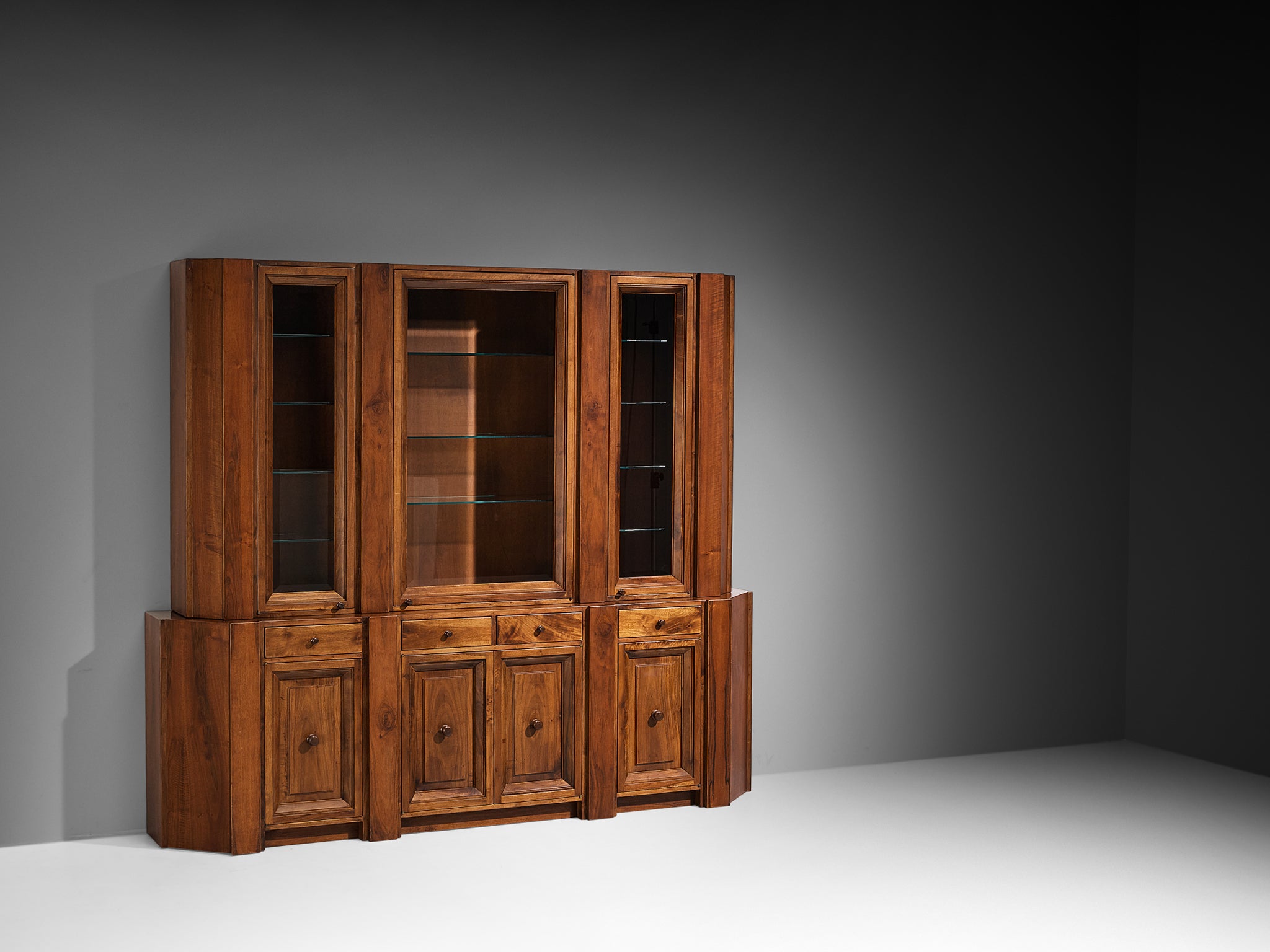 Giuseppe Rivadossi for Officina Rivadossi Library in Walnut Case pieces and storage cabinets Morentz