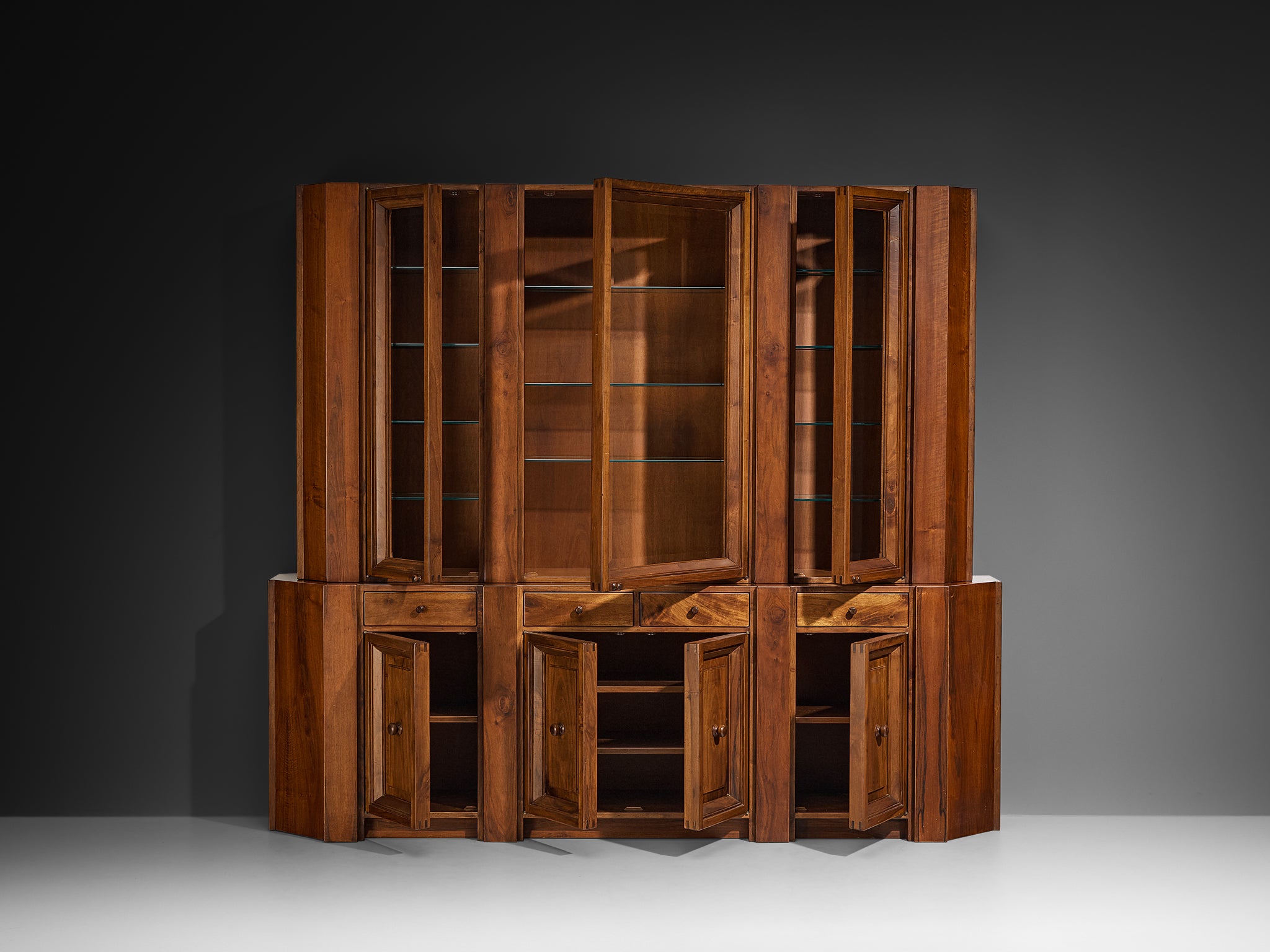Giuseppe Rivadossi for Officina Rivadossi Library in Walnut Case pieces and storage cabinets Morentz