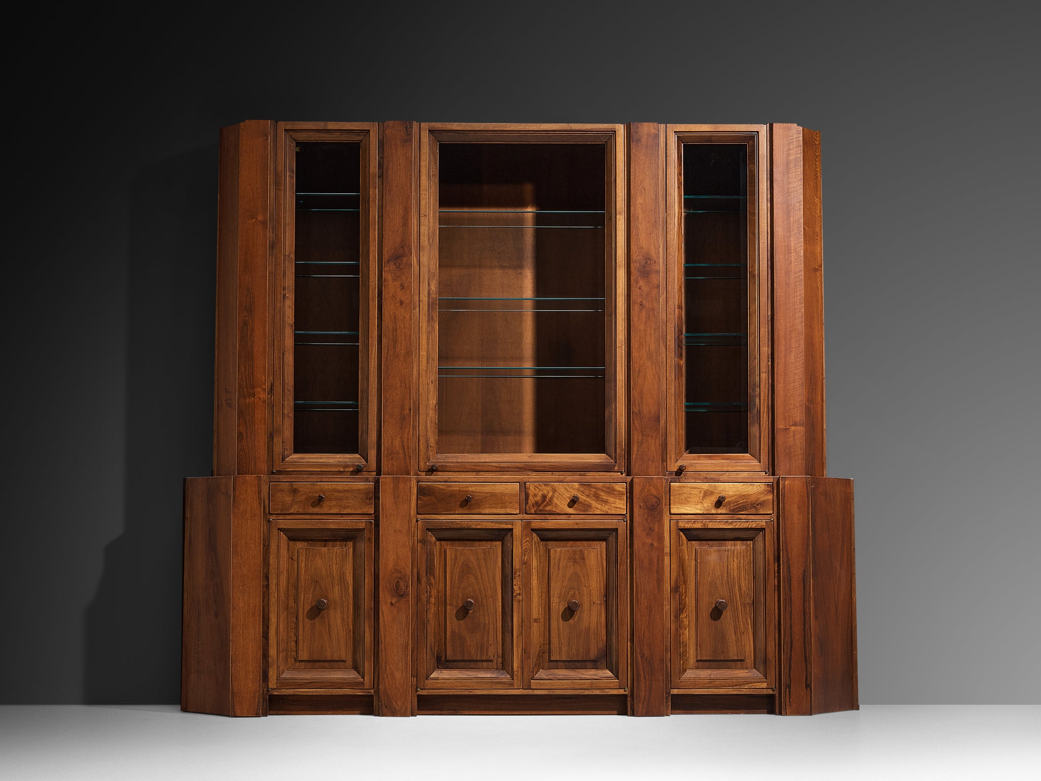 Giuseppe Rivadossi for Officina Rivadossi Library in Walnut Case pieces and storage cabinets Morentz