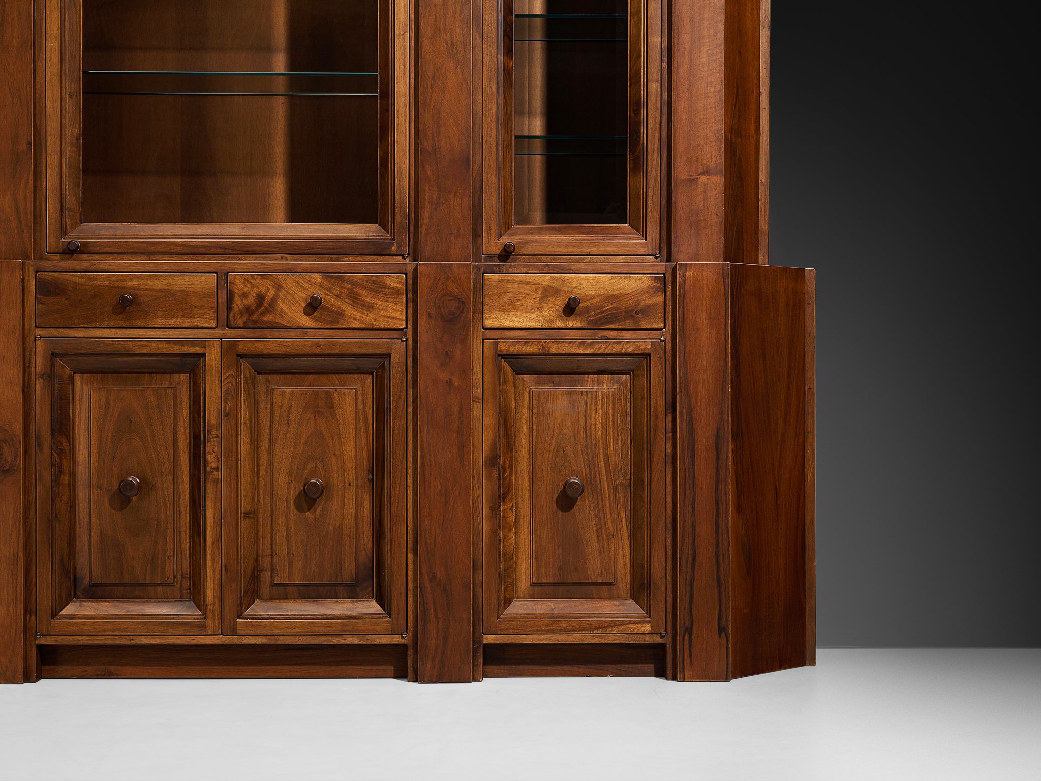 Giuseppe Rivadossi for Officina Rivadossi Library in Walnut Case pieces and storage cabinets Morentz