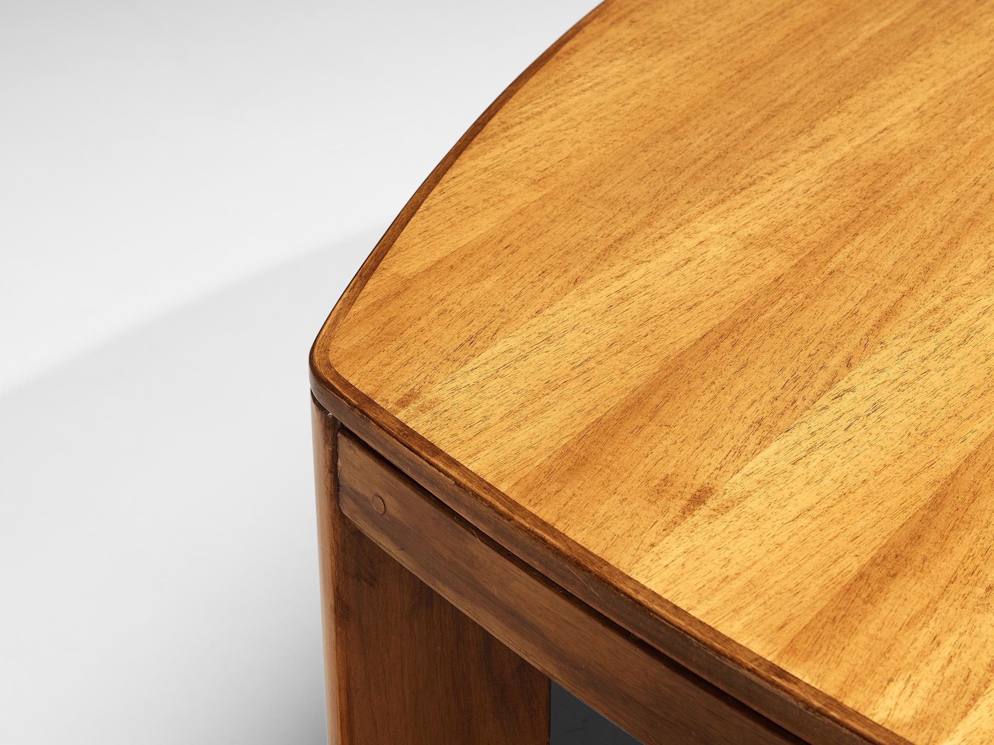 Large Italian Dining or Conference Table in Walnut and Cognac Leather tables Morentz