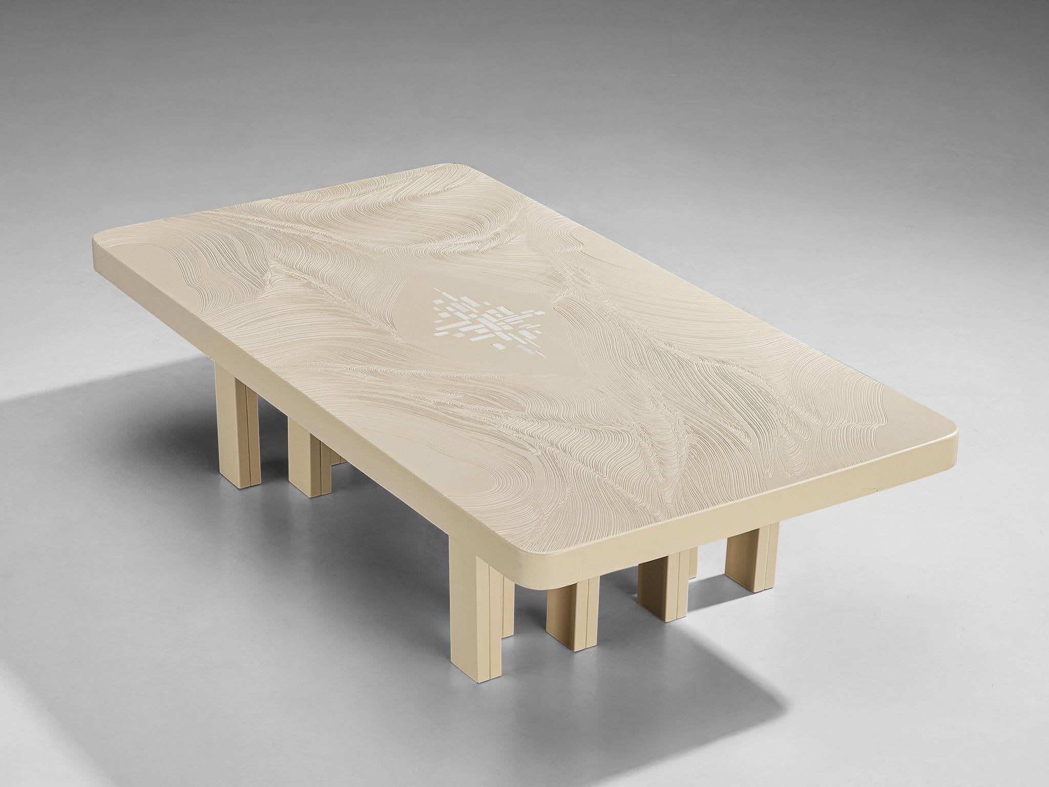 Jean Claude Dresse Rectangular Coffee Table in Off-White Resin tables Morentz
