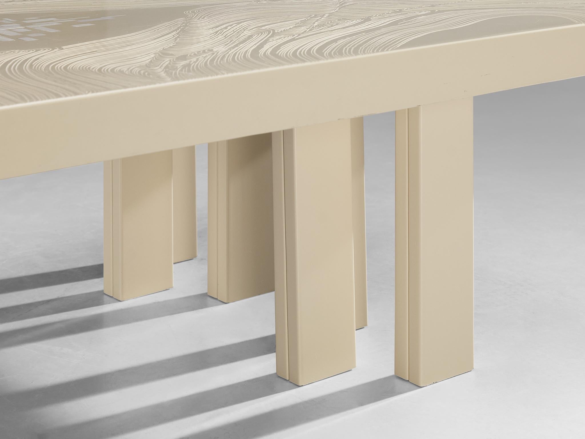 Jean Claude Dresse Rectangular Coffee Table in Off-White Resin tables Morentz
