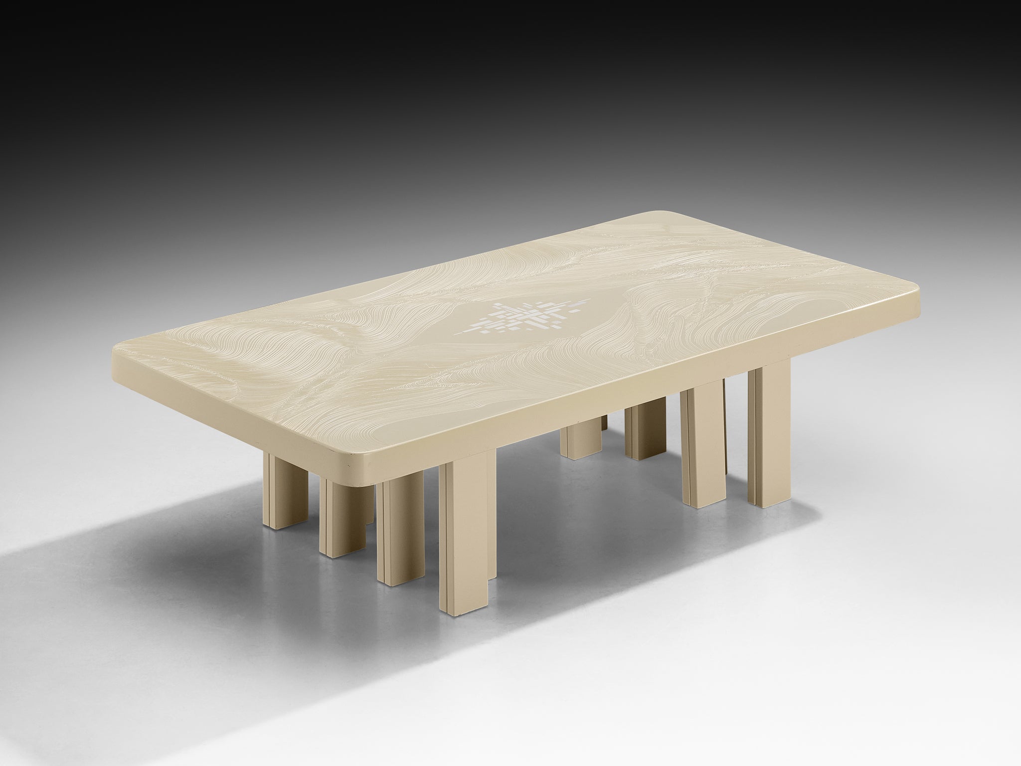 Jean Claude Dresse Rectangular Coffee Table in Off-White Resin Tables Morentz