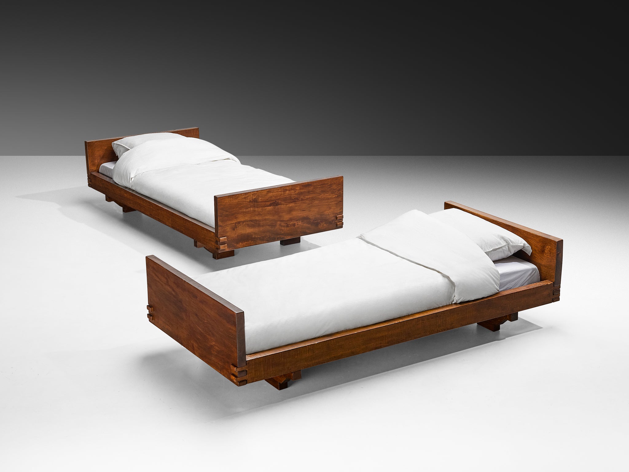 Giuseppe Rivadossi for Officina Rivadossi Single Beds in Walnut and Oak More Furniture and Collectibles Morentz