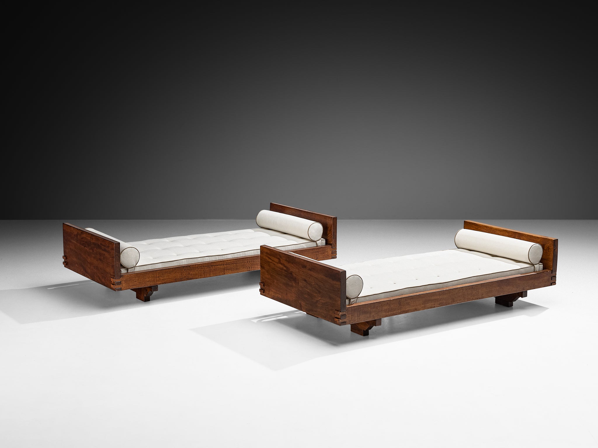 Giuseppe Rivadossi for Officina Rivadossi Single Beds in Walnut and Oak More Furniture and Collectibles Morentz