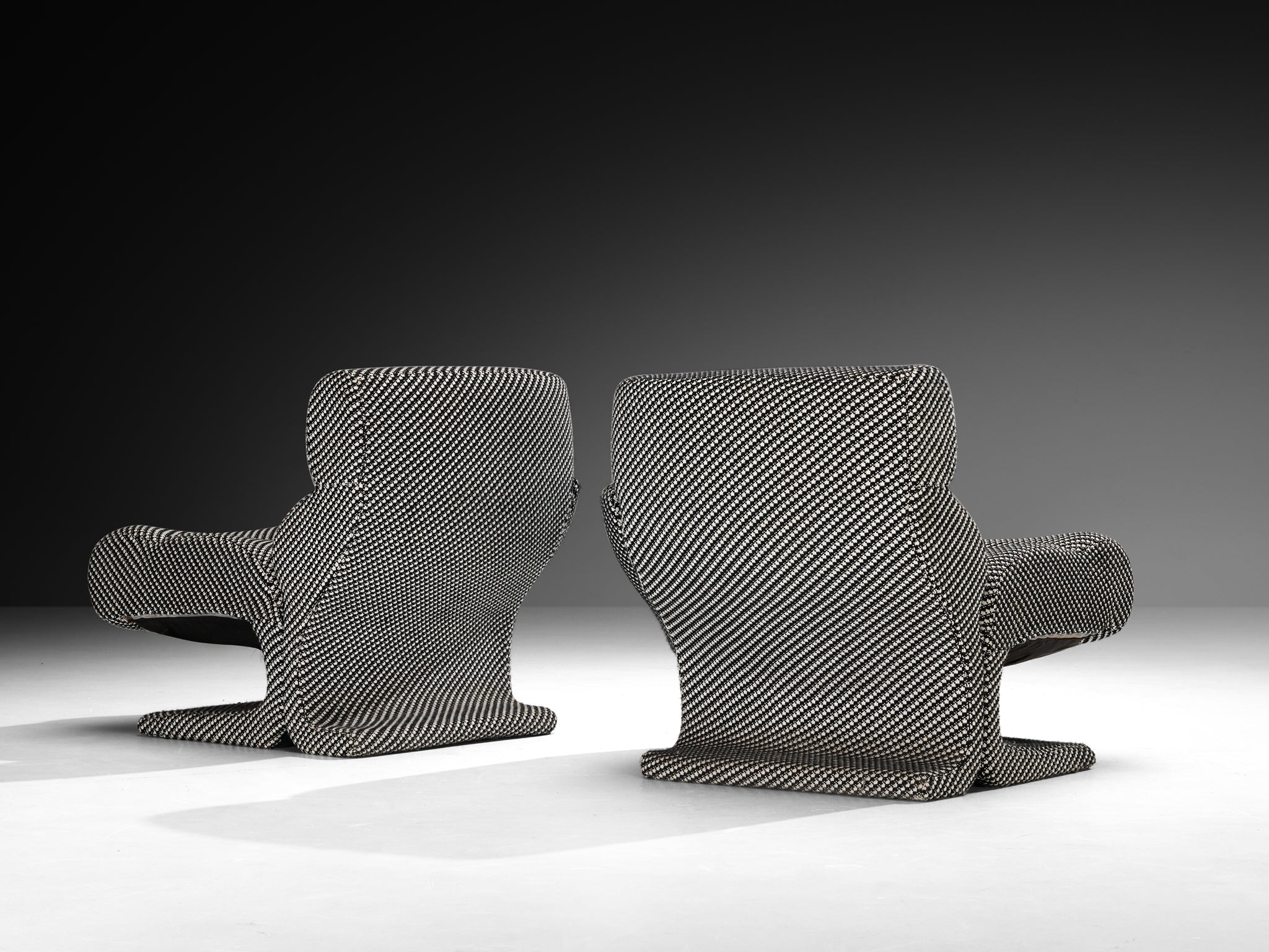 Post-Modern Italian Lounge Chairs in Checkered Upholstery Seating Morentz