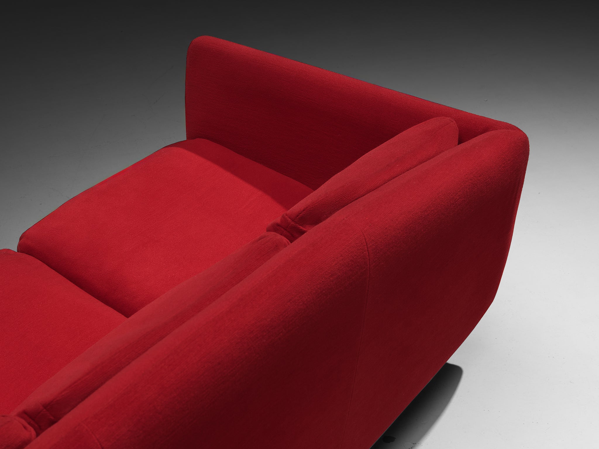 Pierre Guariche for Burov 'Monaco' Sofa in Red Velvet and Mahogany seating Morentz