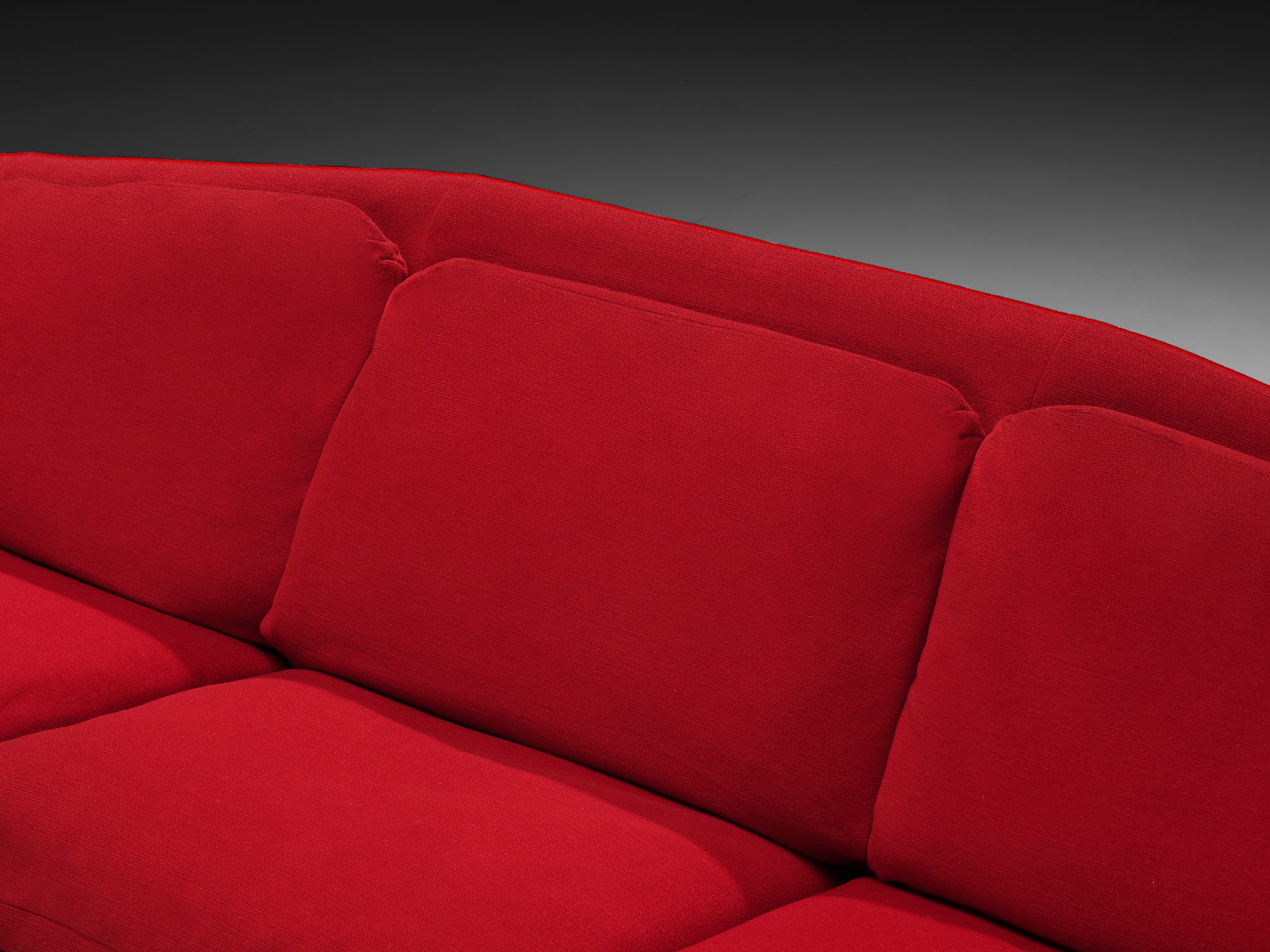 Pierre Guariche for Burov 'Monaco' Sofa in Red Velvet and Mahogany seating Morentz