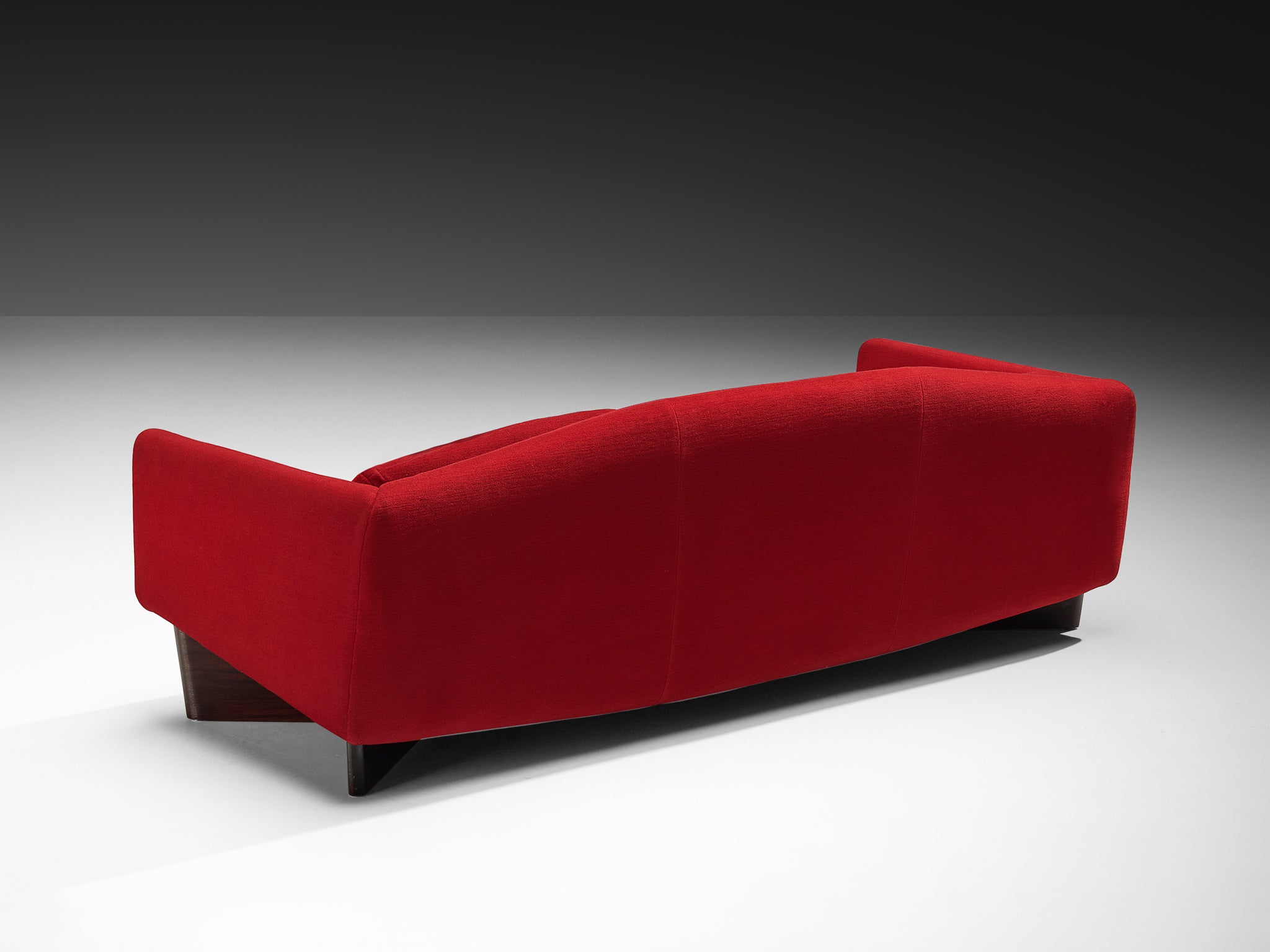 Pierre Guariche for Burov 'Monaco' Sofa in Red Velvet and Mahogany seating Morentz