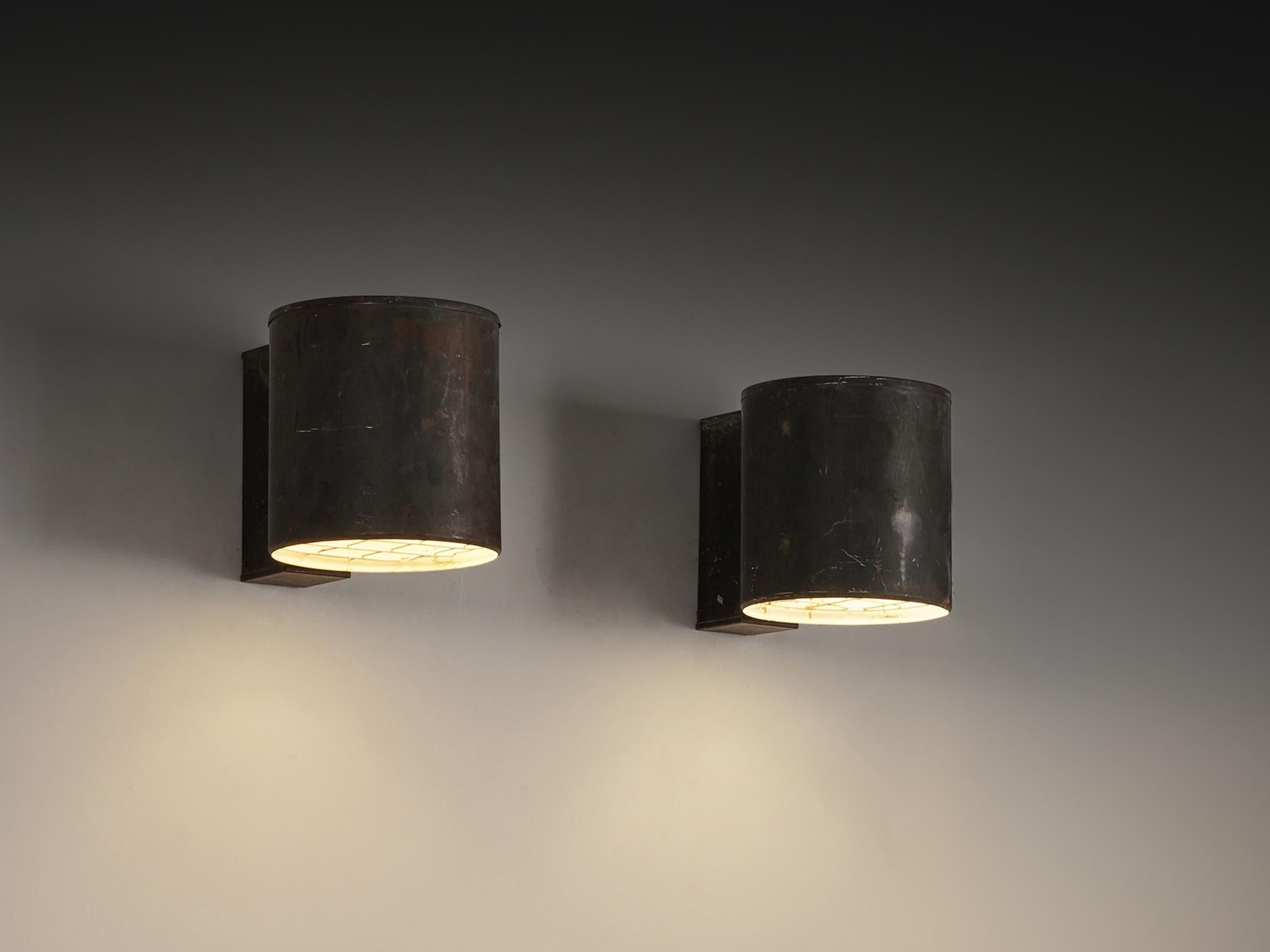 Large Swedish Wall Lights in Patinated Copper lighting Morentz