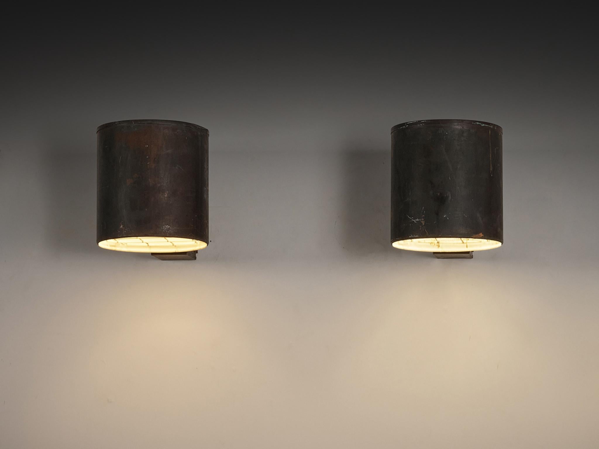 Large Swedish Wall Lights in Patinated Copper lighting Morentz