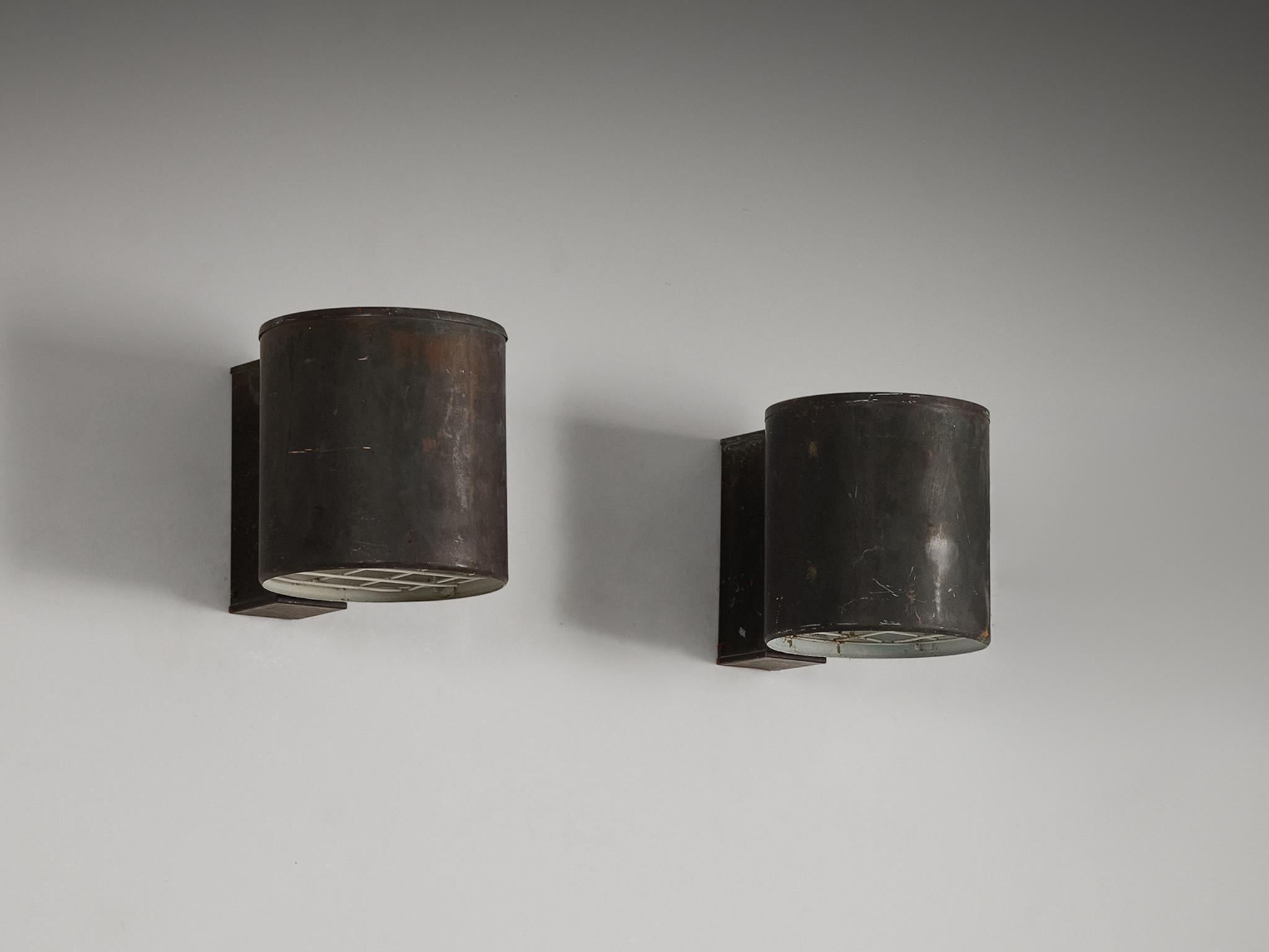 Large Swedish Wall Lights in Patinated Copper lighting Morentz