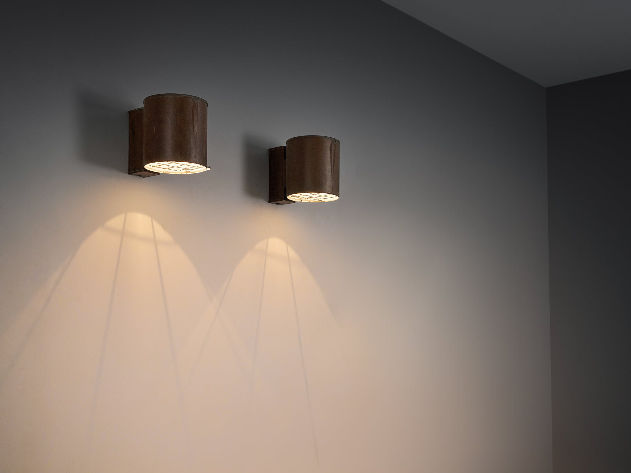Large Swedish Wall Lights in Patinated Copper Lighting Morentz