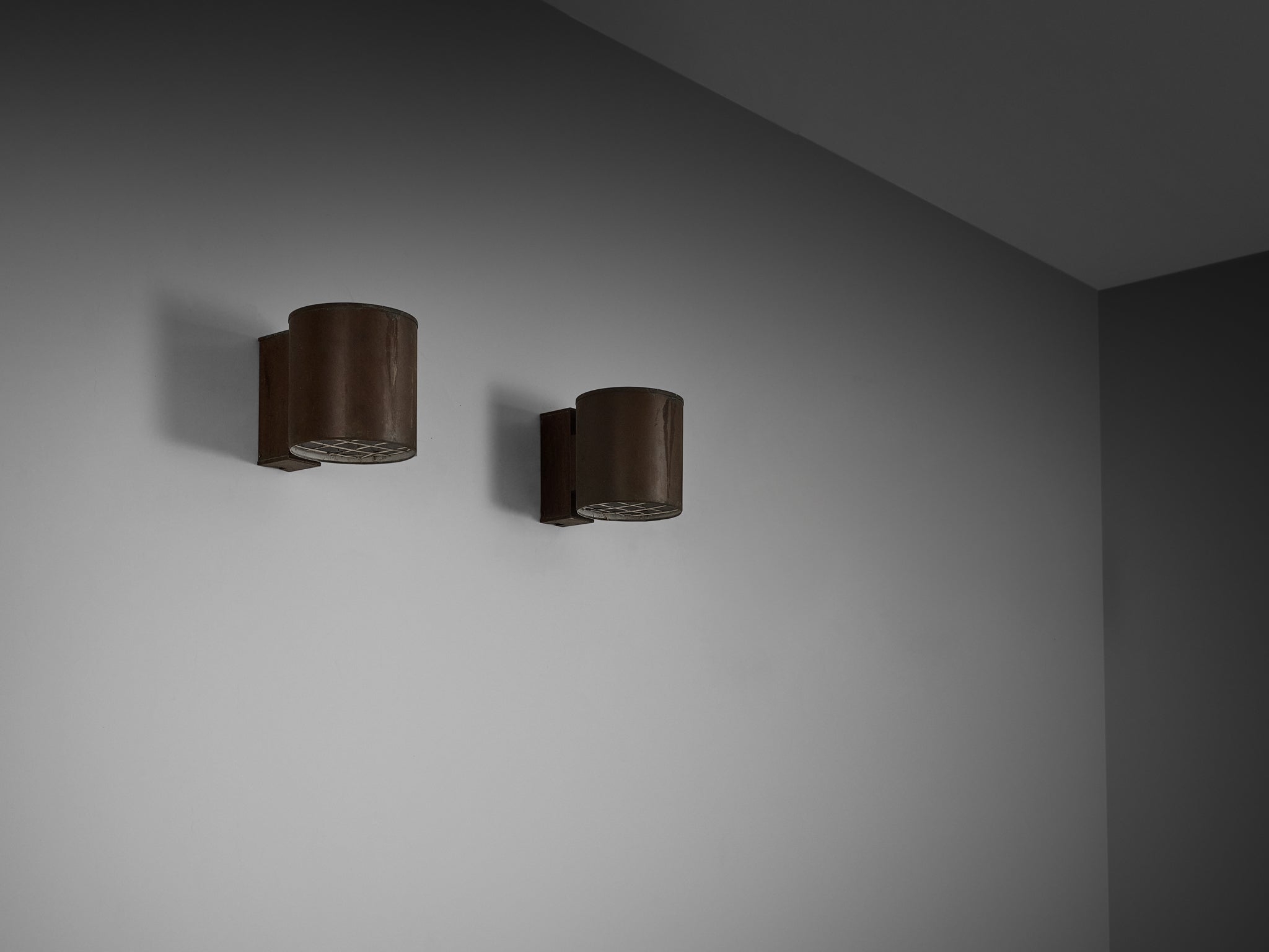 Large Swedish Wall Lights in Patinated Copper Lighting Morentz