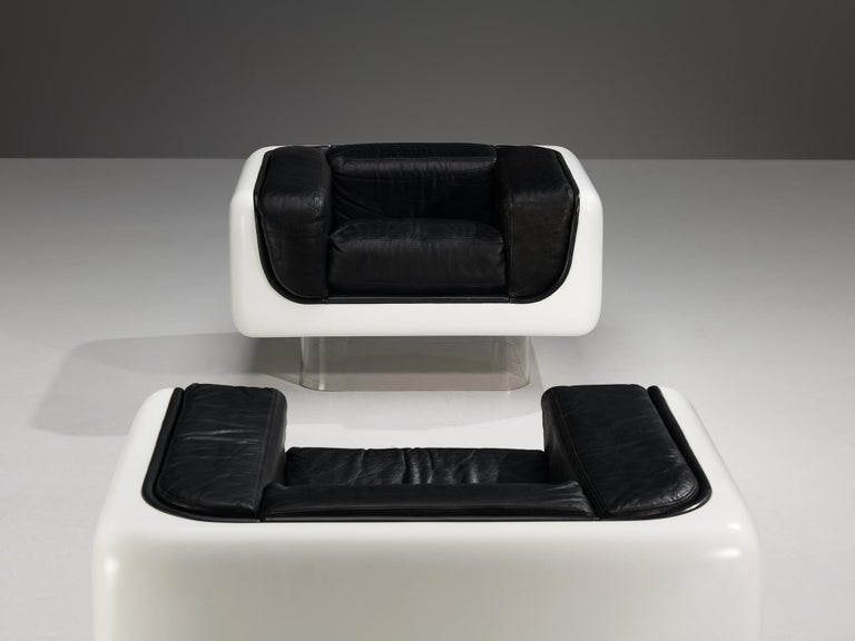 William Andrus for Steelcase Living Room Set in Fiberglass and Leather