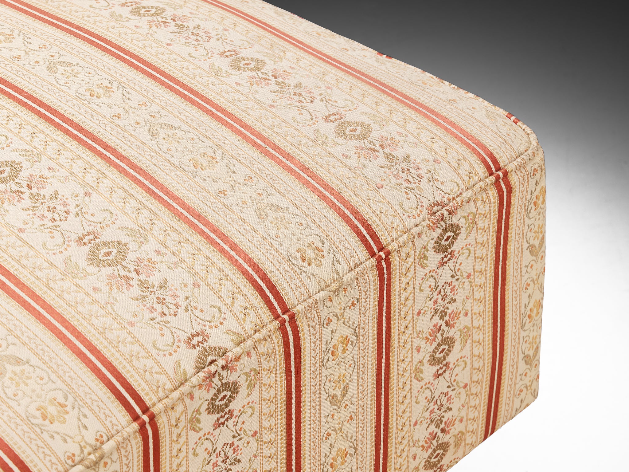 1950s Italian Ottoman in Brass and Patterned Upholstery Seating Morentz