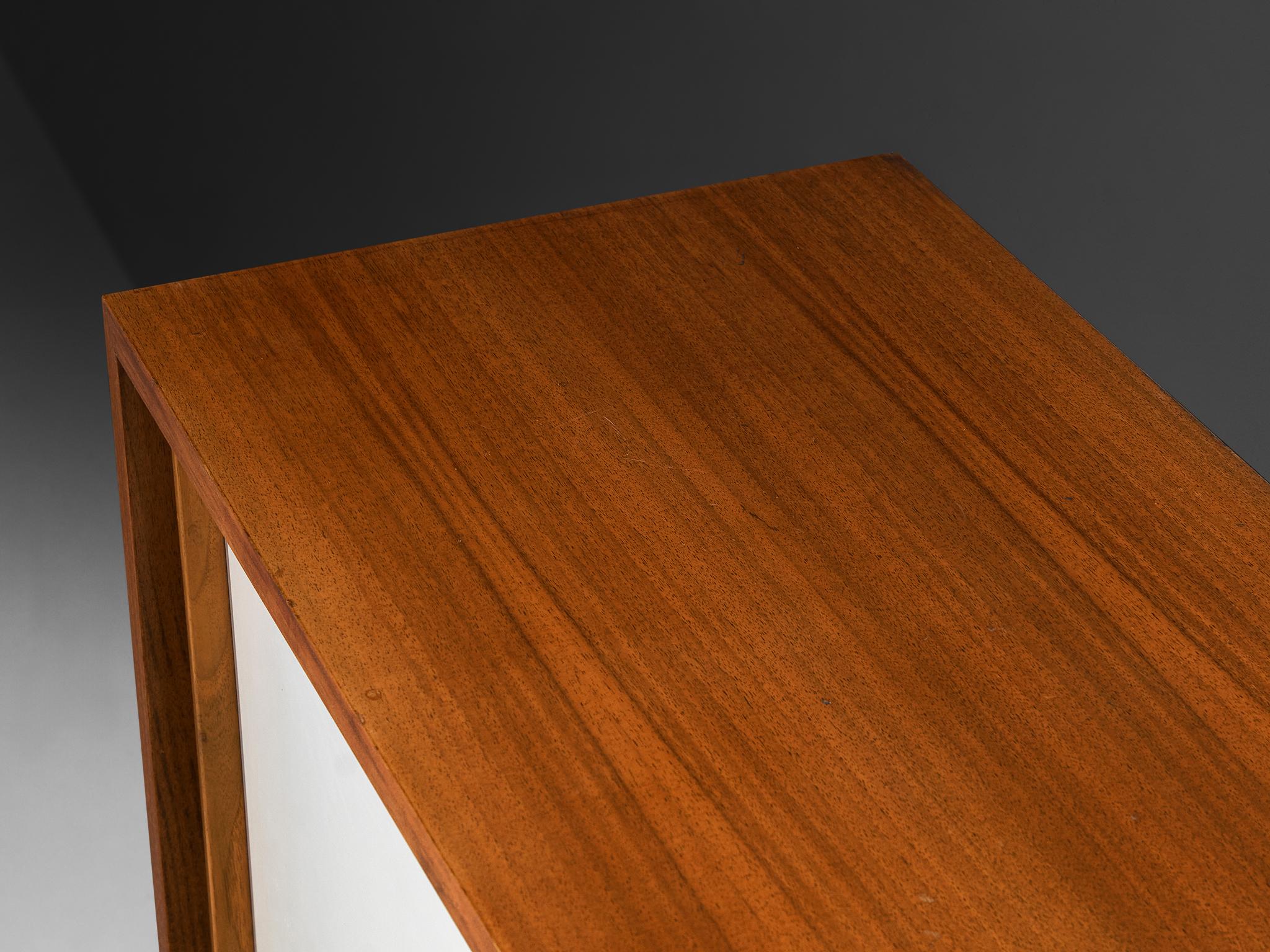 Mid-Century Modern Wall-Mounted Sideboard in Walnut with White Panels 1960s case pieces and storage cabinets Morentz