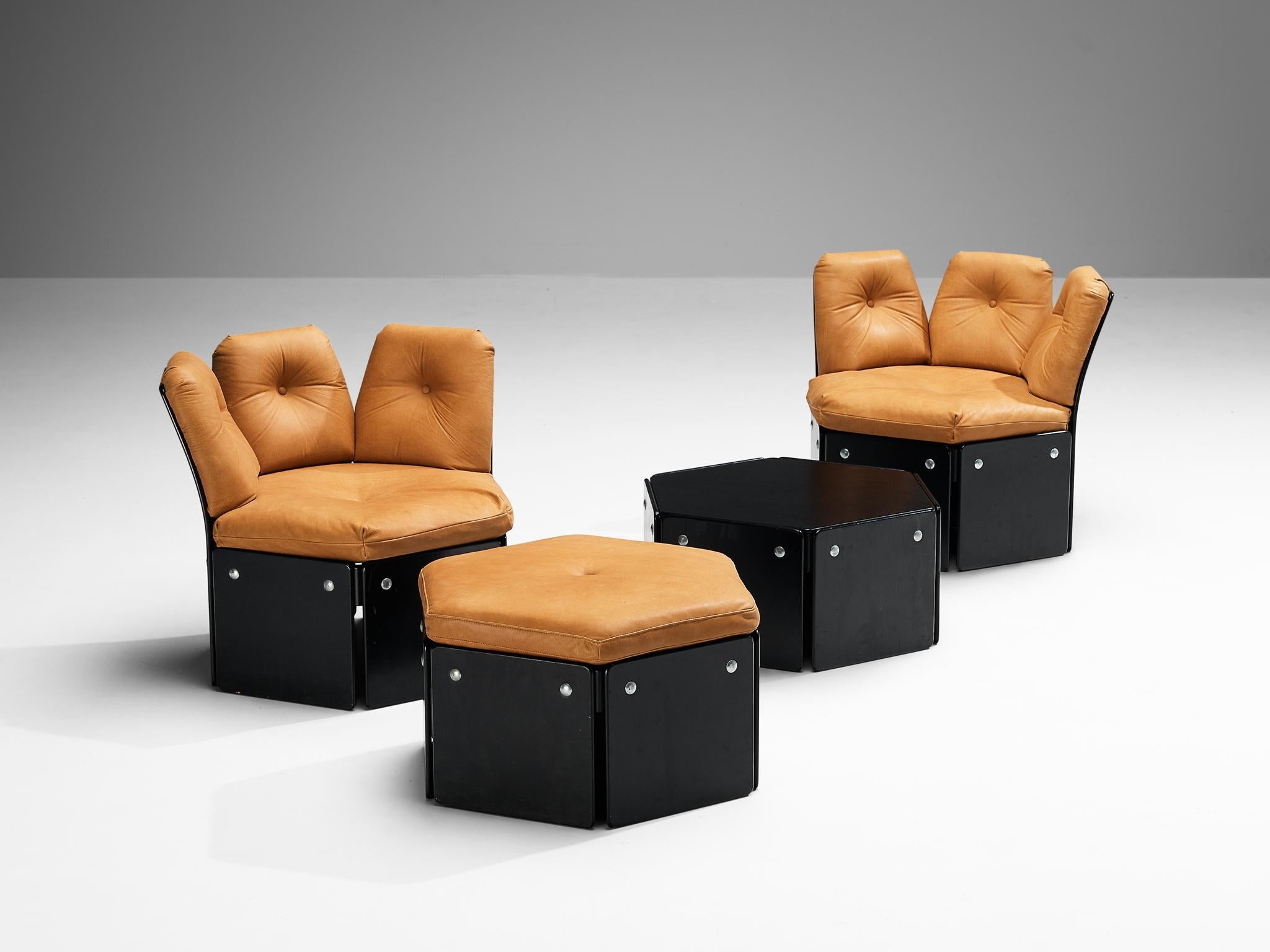 Illum Wikkelsø for CFC Silkeborg Living Room Set in Cognac Leather