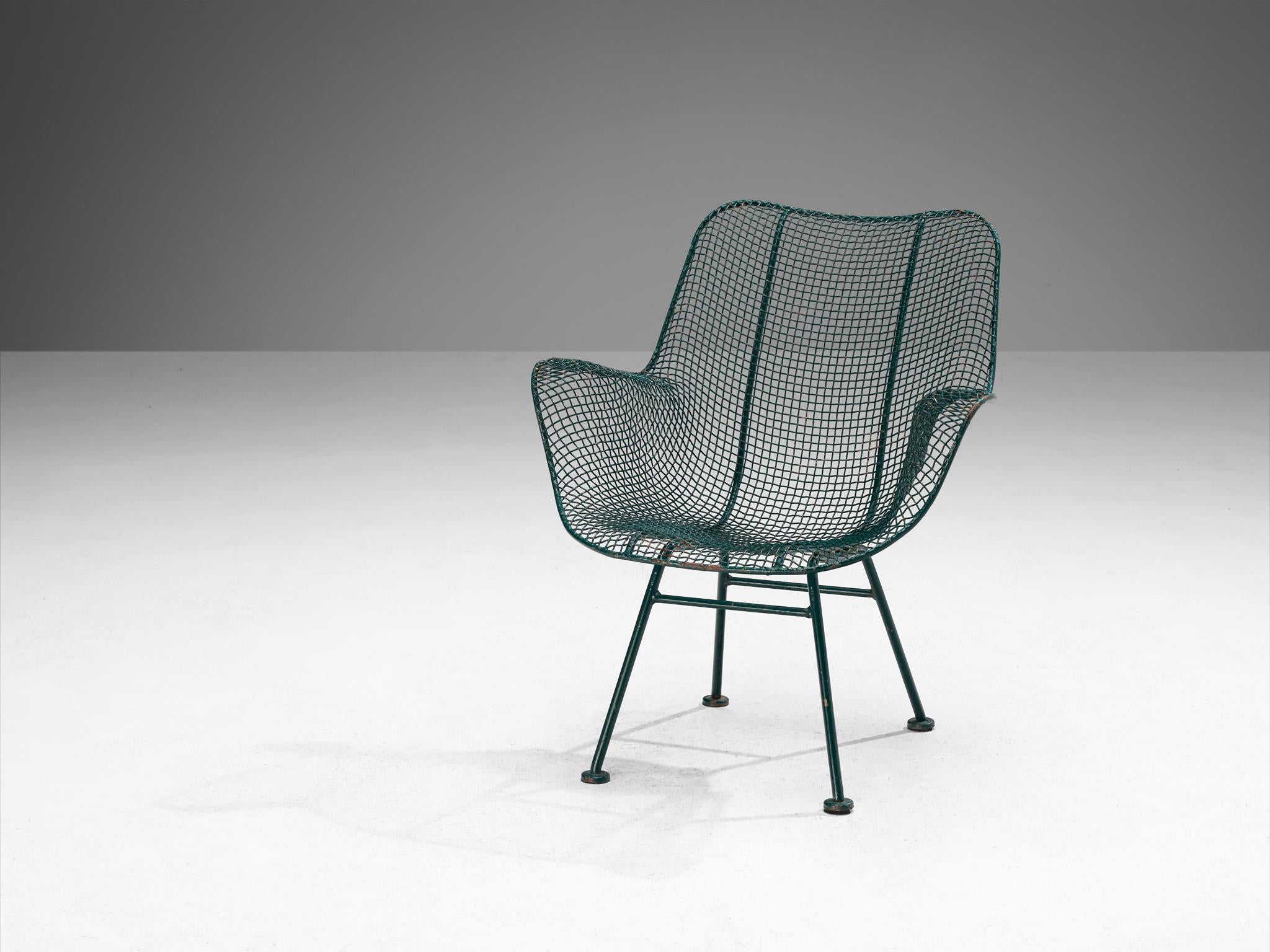 Russell Woodard 'Sculptura' Patio Chair in Dark Green Lacquered Metal building and garden elements Morentz