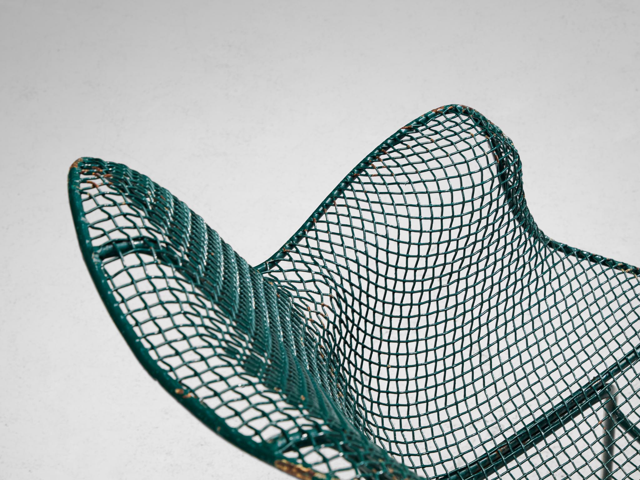Russell Woodard 'Sculptura' Patio Chairs in Dark Green Lacquered Metal building and garden elements Morentz