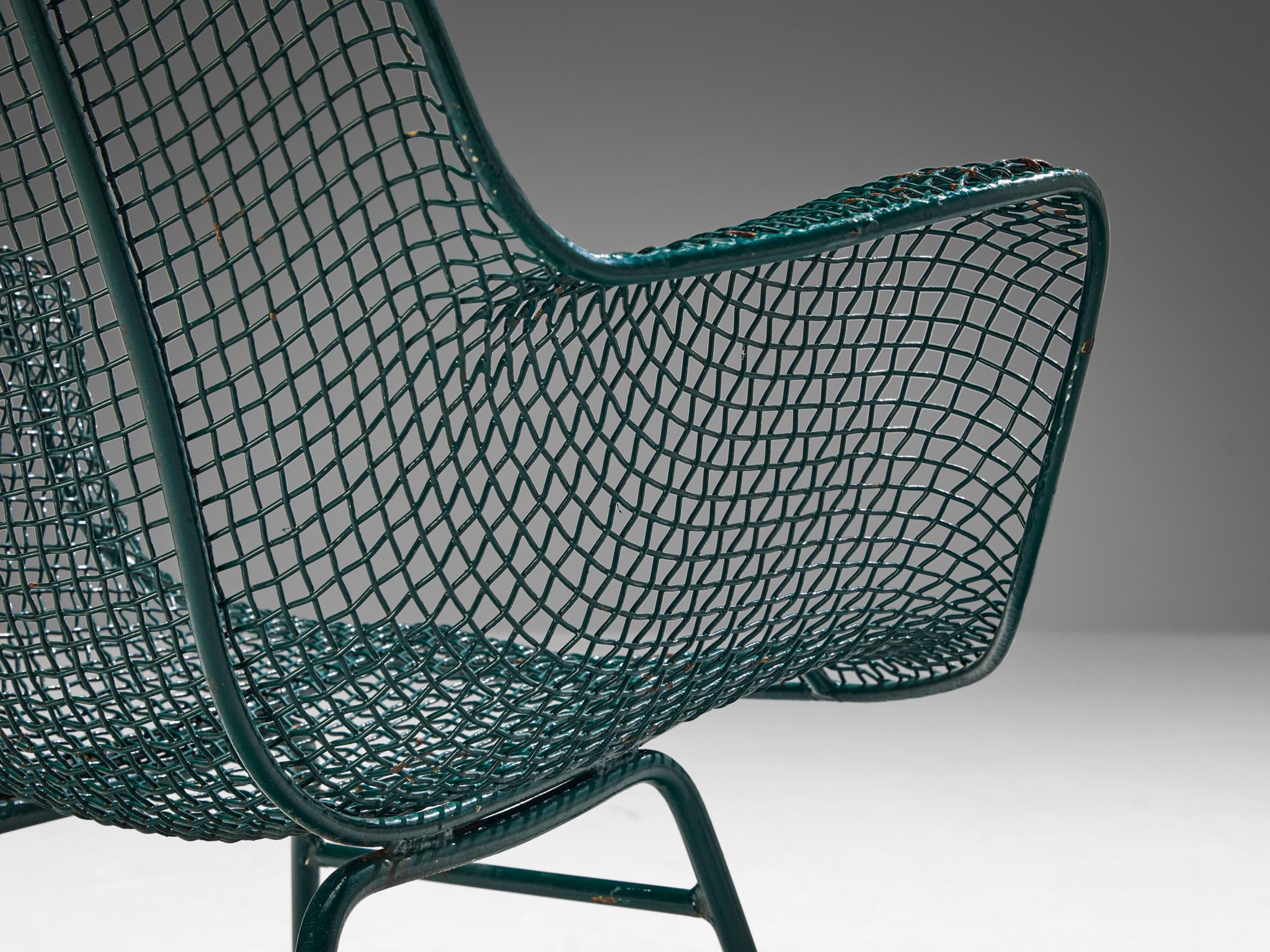Russell Woodard 'Sculptura' Patio Chairs in Dark Green Lacquered Metal building and garden elements Morentz