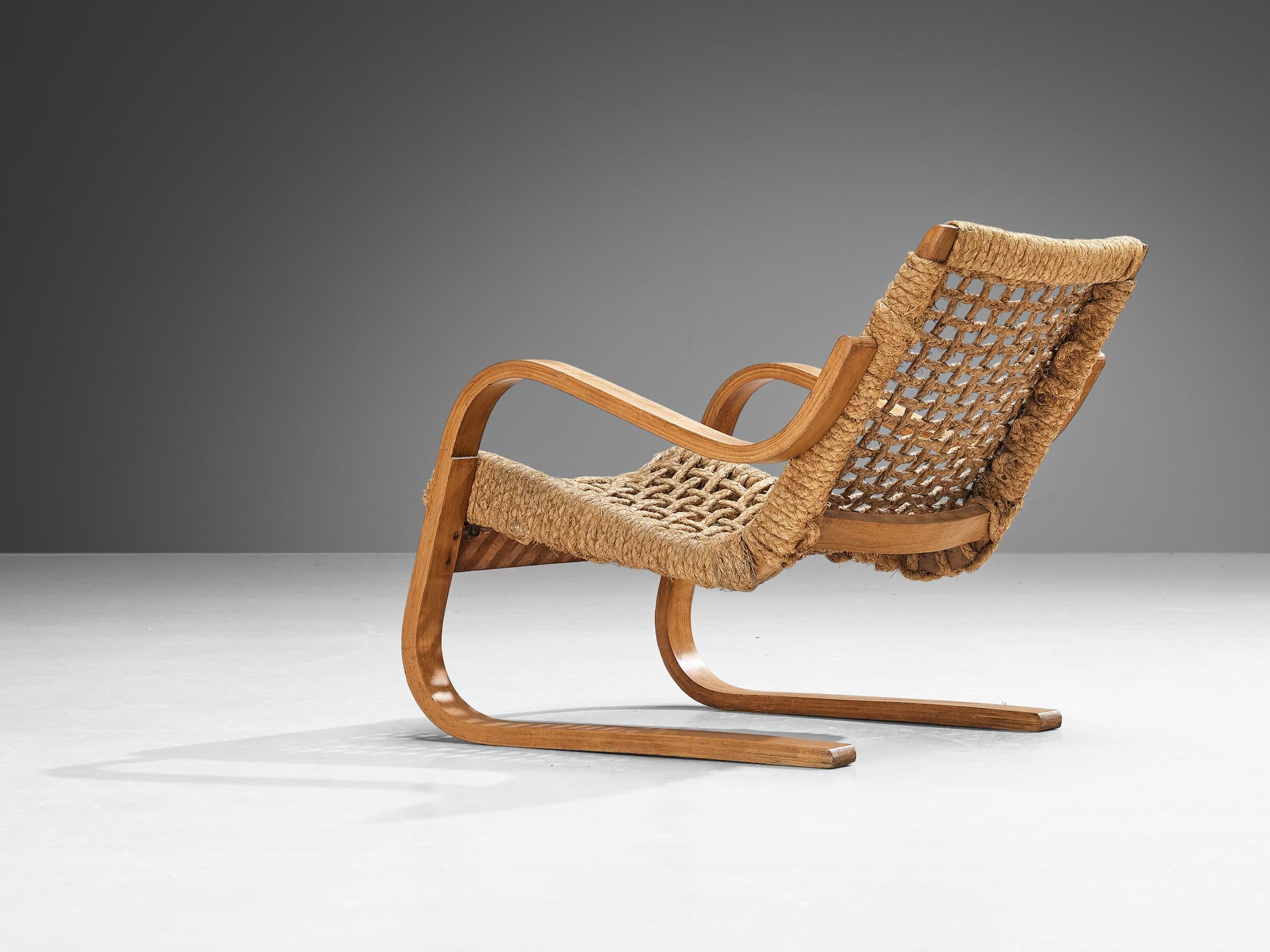 Rare 1930s Alvar Aalto for Stylclair in Plywood and Braided Straw seating Morentz