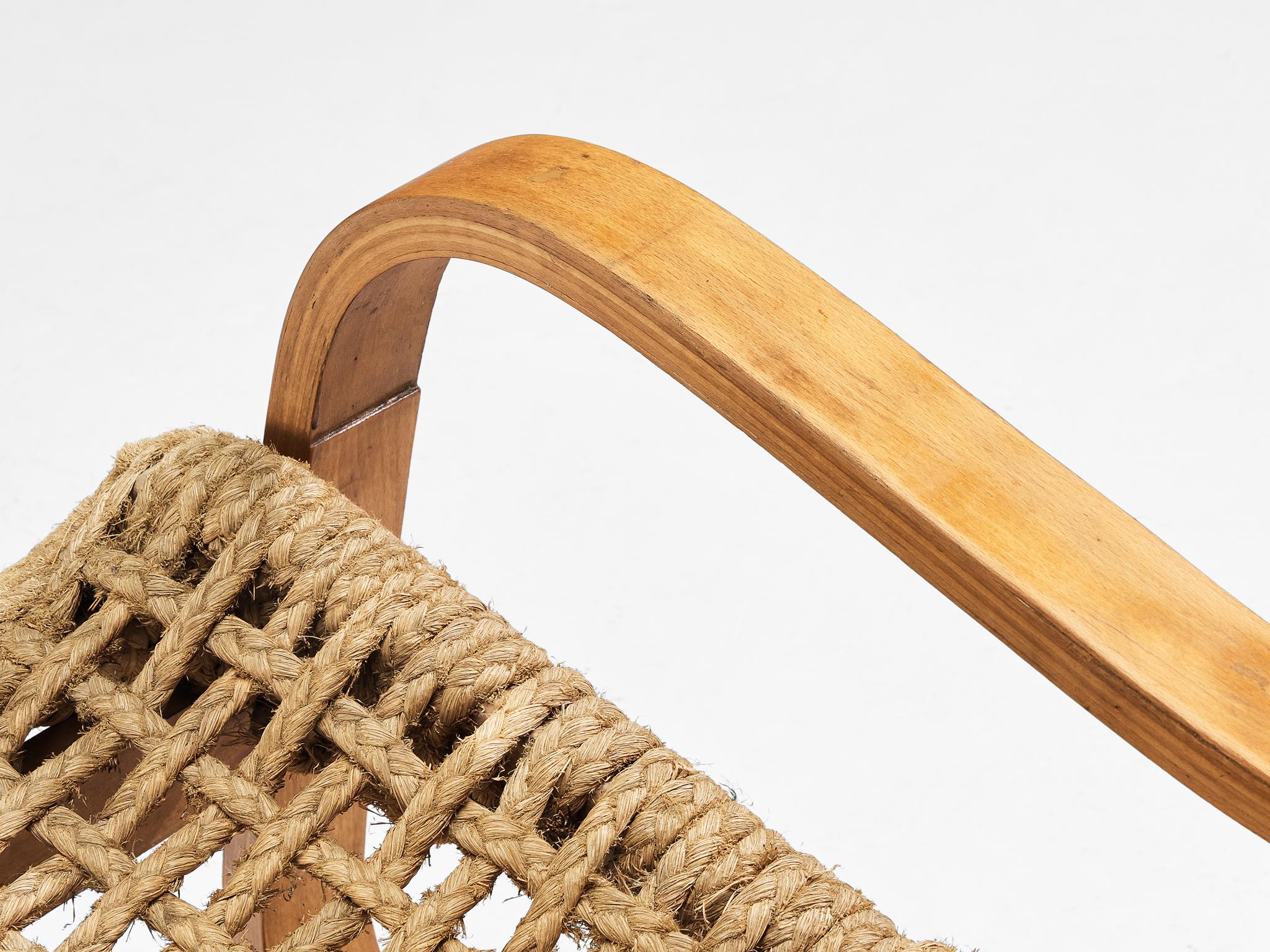 Rare 1930s Alvar Aalto for Stylclair in Plywood and Braided Straw seating Morentz