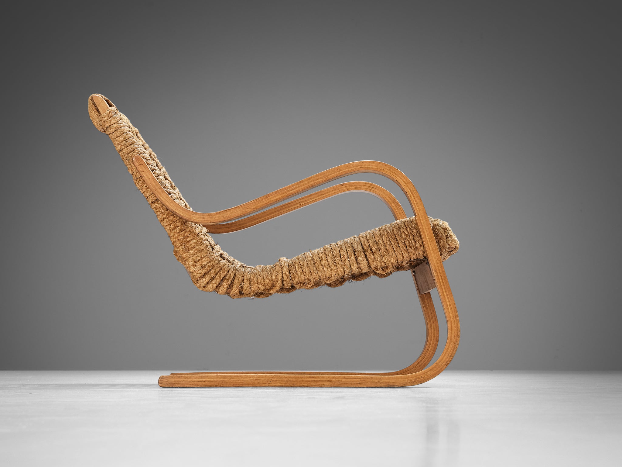 Rare 1930s Alvar Aalto for Stylclair in Plywood and Braided Straw Seating Morentz