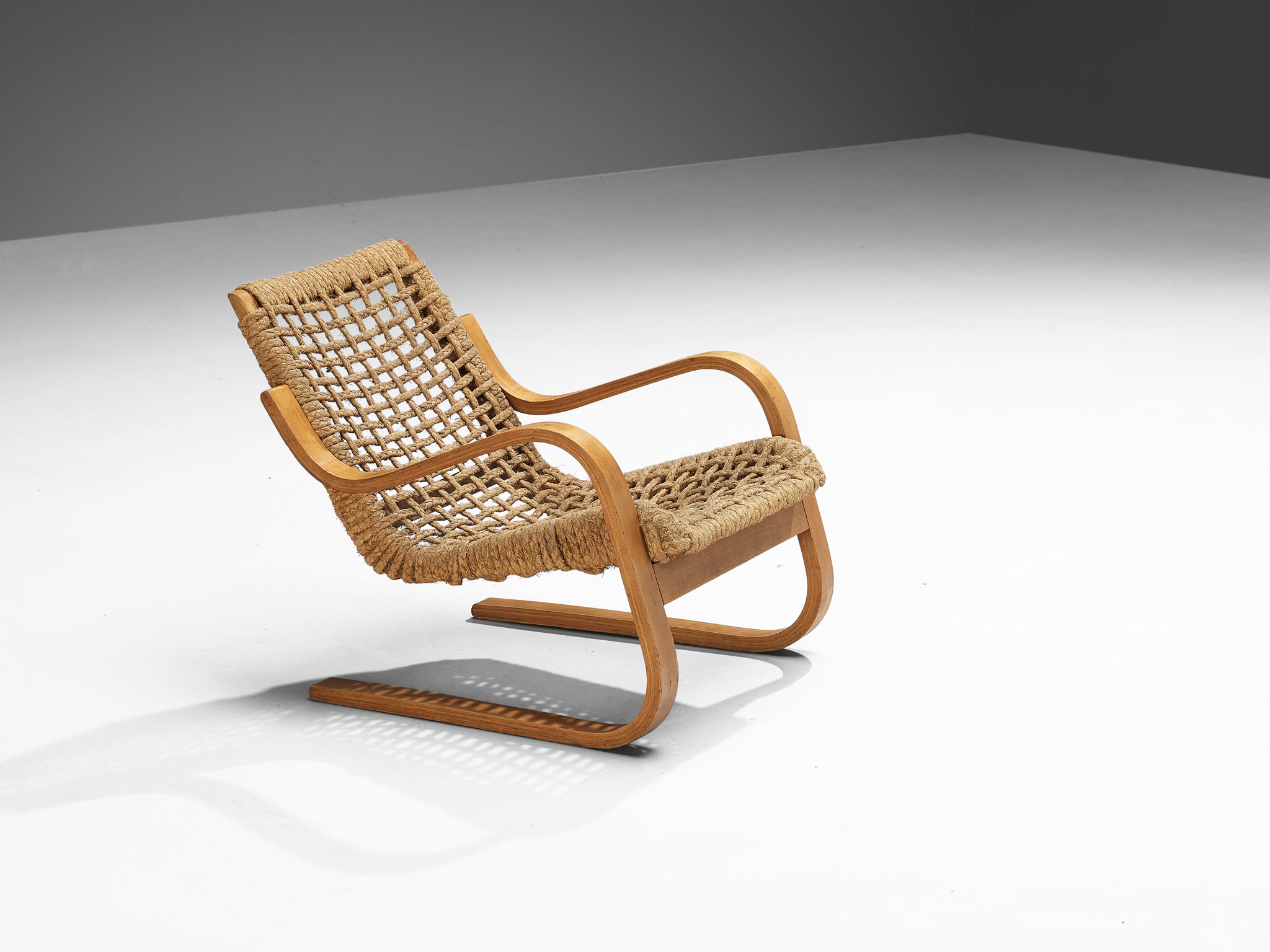 Rare 1930s Alvar Aalto for Stylclair in Plywood and Braided Straw Seating Morentz