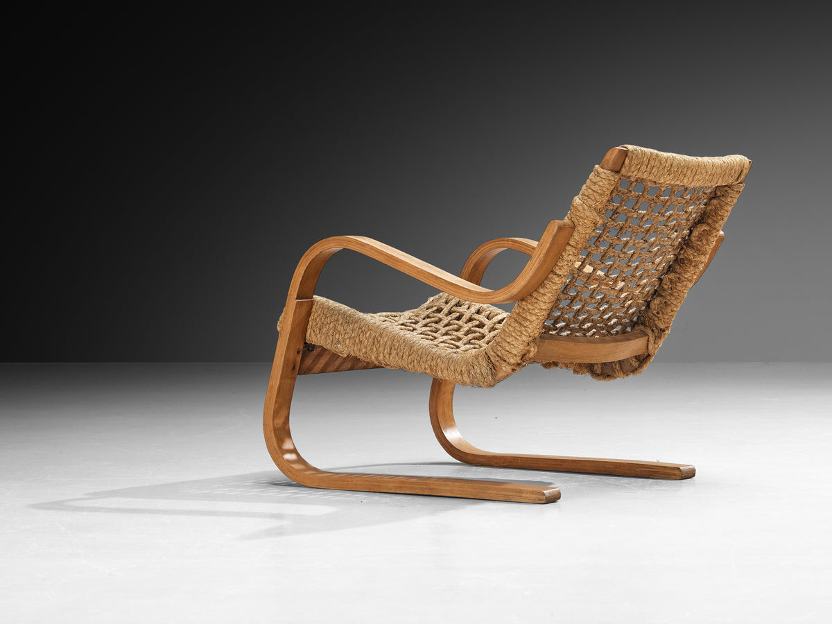 Rare 1930s Alvar Aalto for Stylclair in Plywood and Braided Straw Seating Morentz