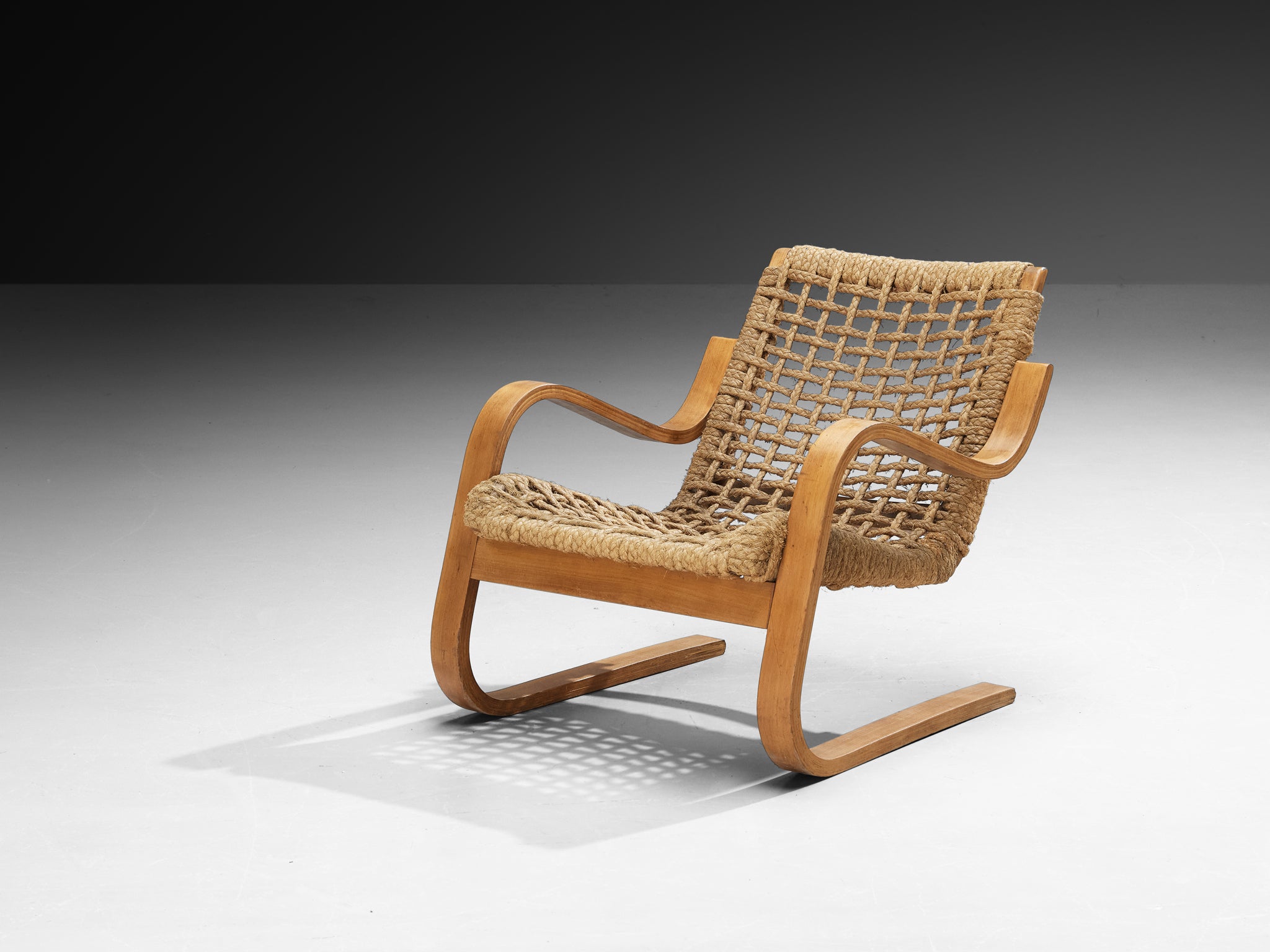 Rare 1930s Alvar Aalto for Stylclair in Plywood and Braided Straw Seating Morentz