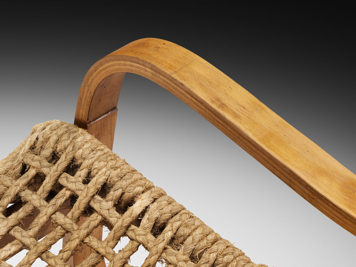 Rare 1930s Alvar Aalto for Stylclair in Plywood and Braided Straw Seating Morentz
