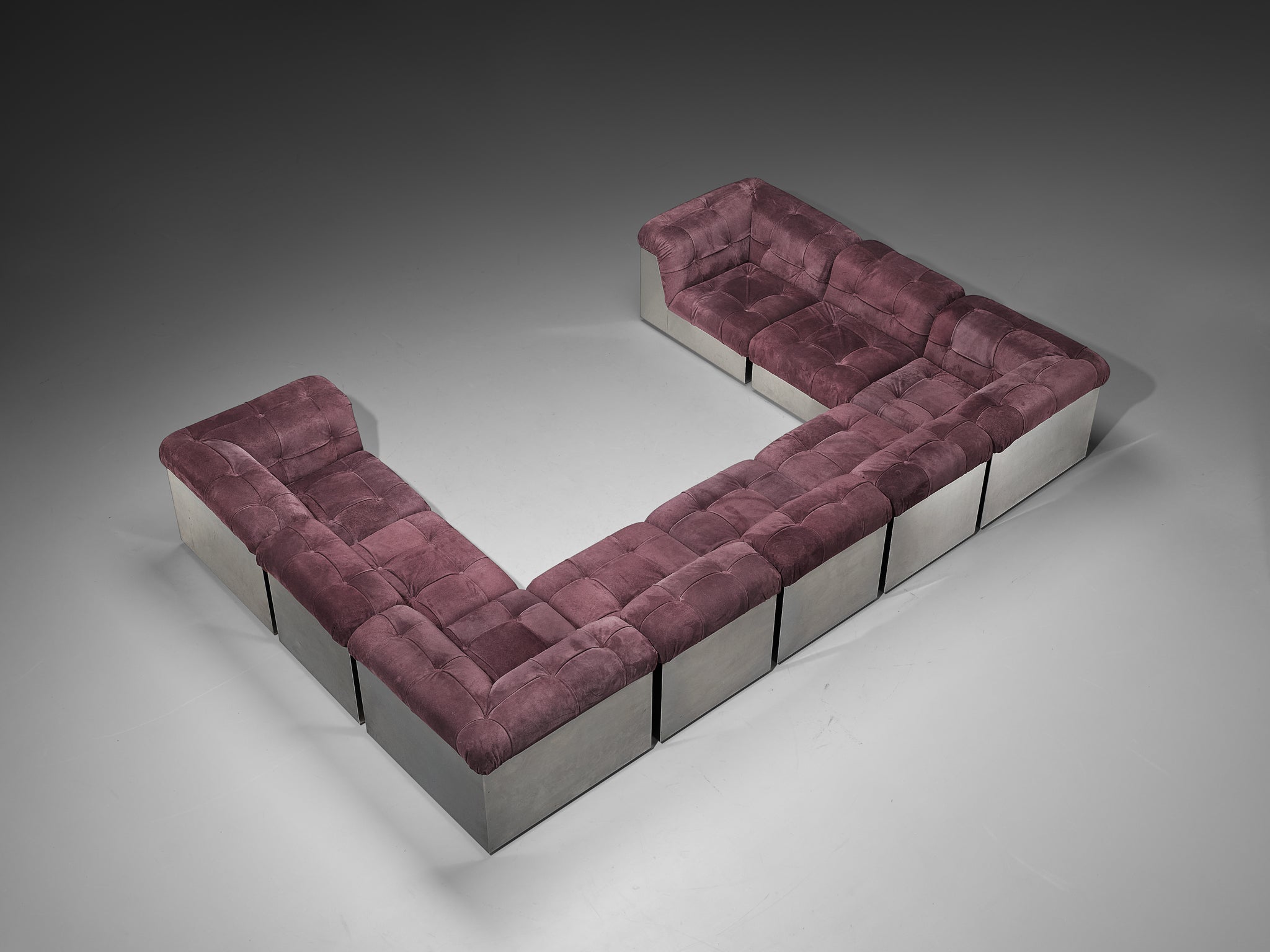 Giorgio Montani for Souplina Rare Composition Sectional Sofa in Stainless Steel Seating Morentz