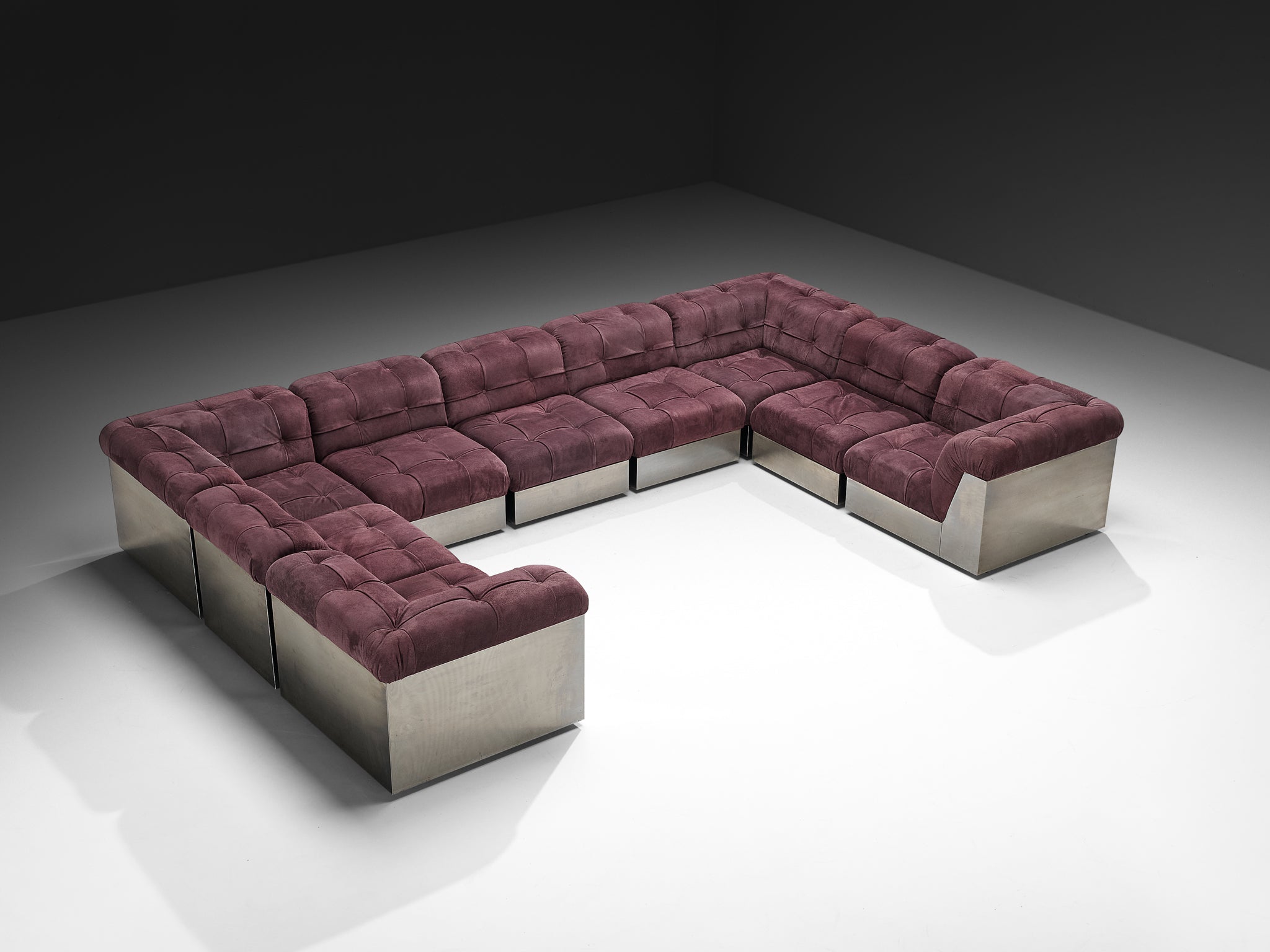 Giorgio Montani for Souplina Rare Composition Sectional Sofa in Stainless Steel Seating Morentz