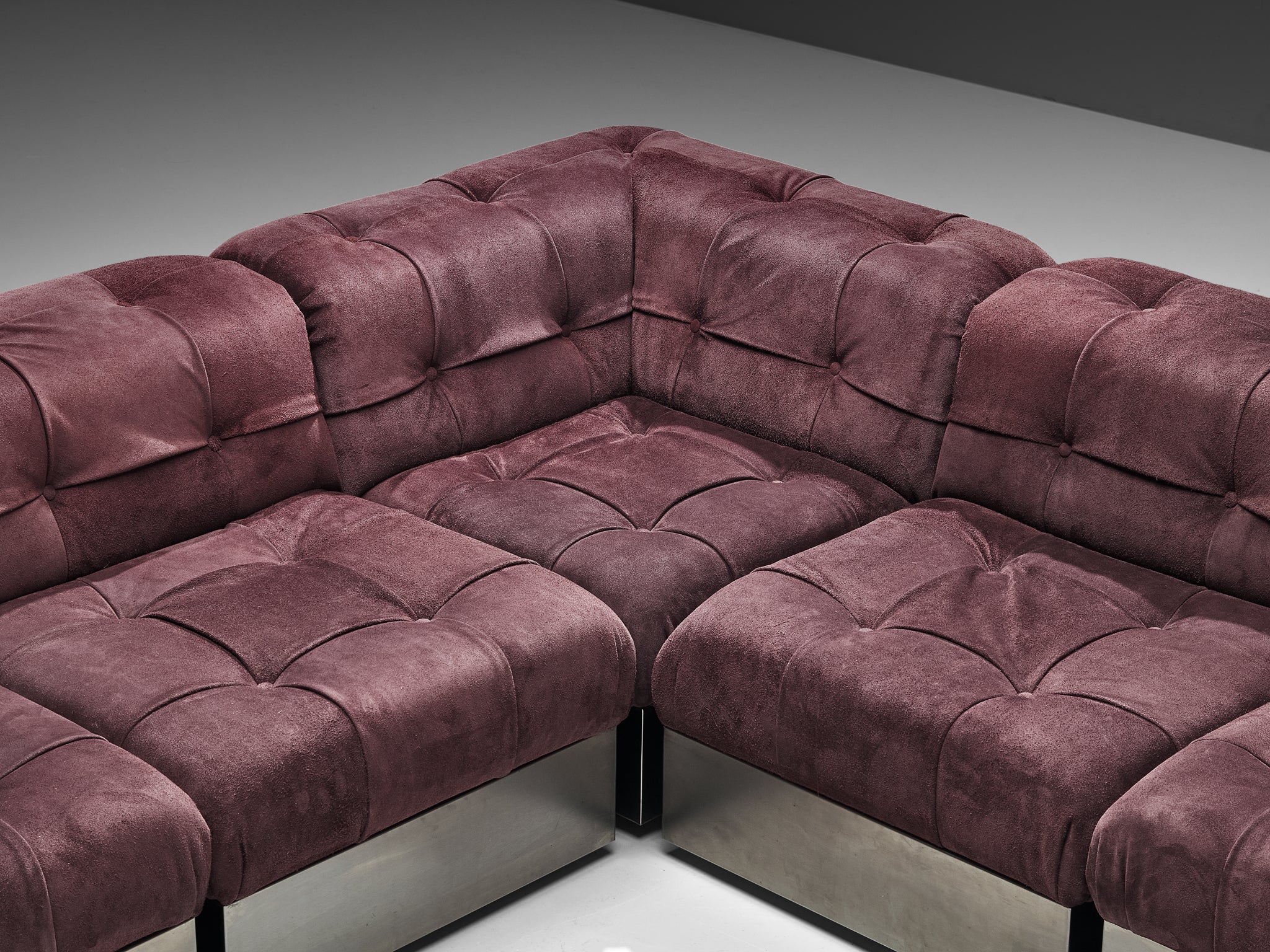 Giorgio Montani for Souplina Rare Composition Sectional Sofa in Stainless Steel Seating Morentz