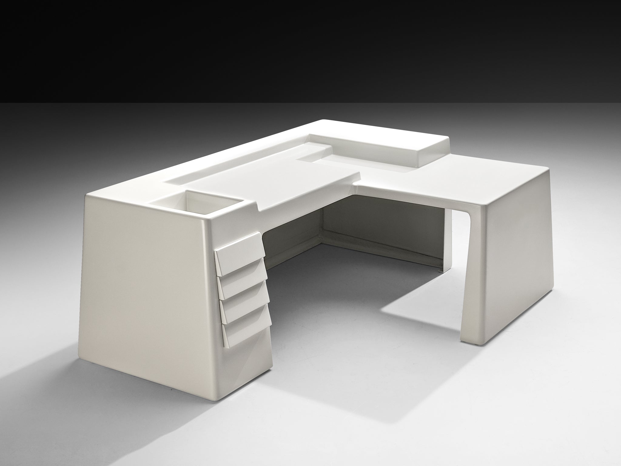 Vittorio Introini for Saporiti Rare Sculptural Desk in White Fiberglass Tables Morentz