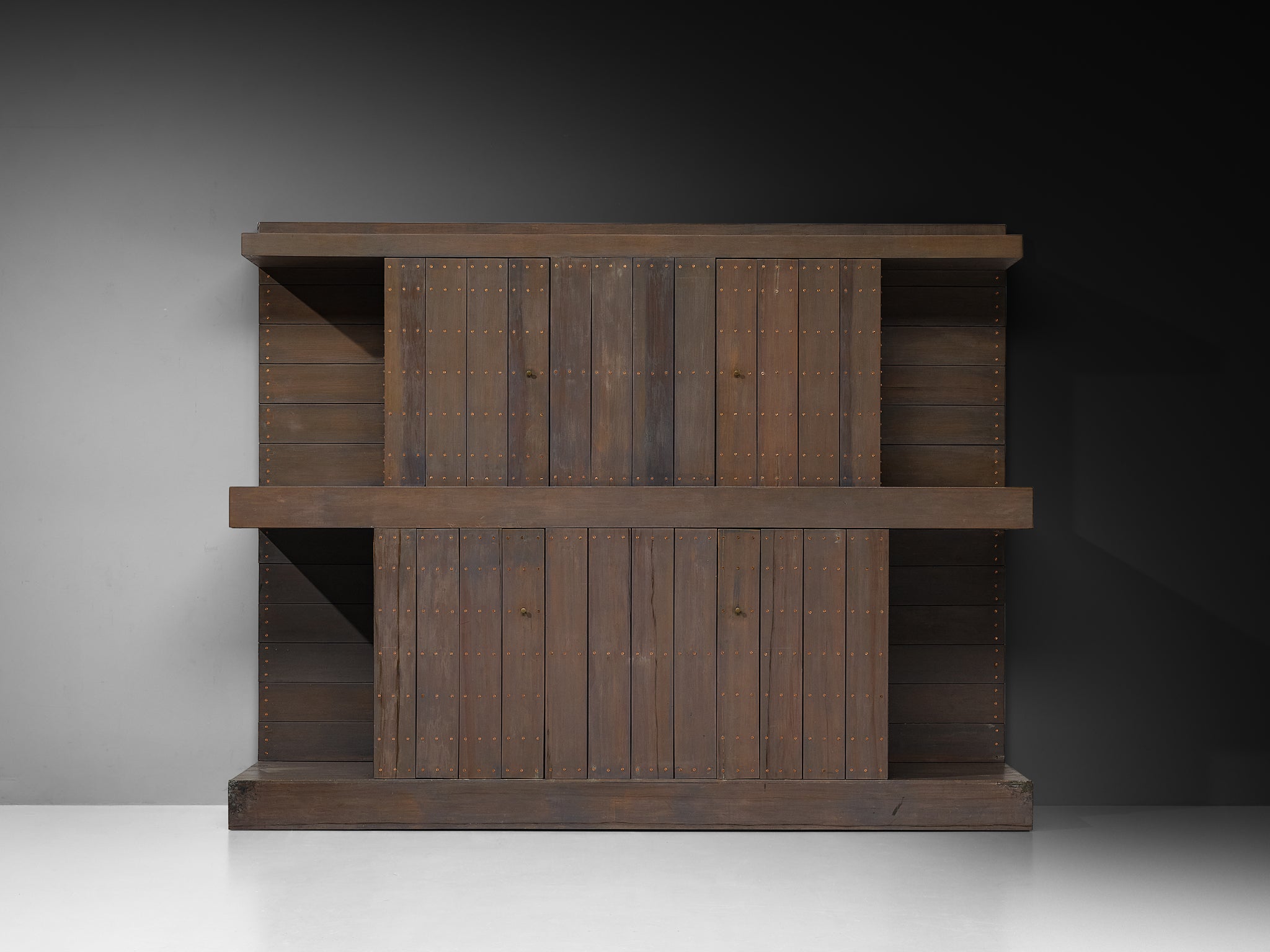 Jan de Jong Custom-Made Large Cabinet in Grey Lacquered Pine and Copper Case pieces and storage cabinets Morentz