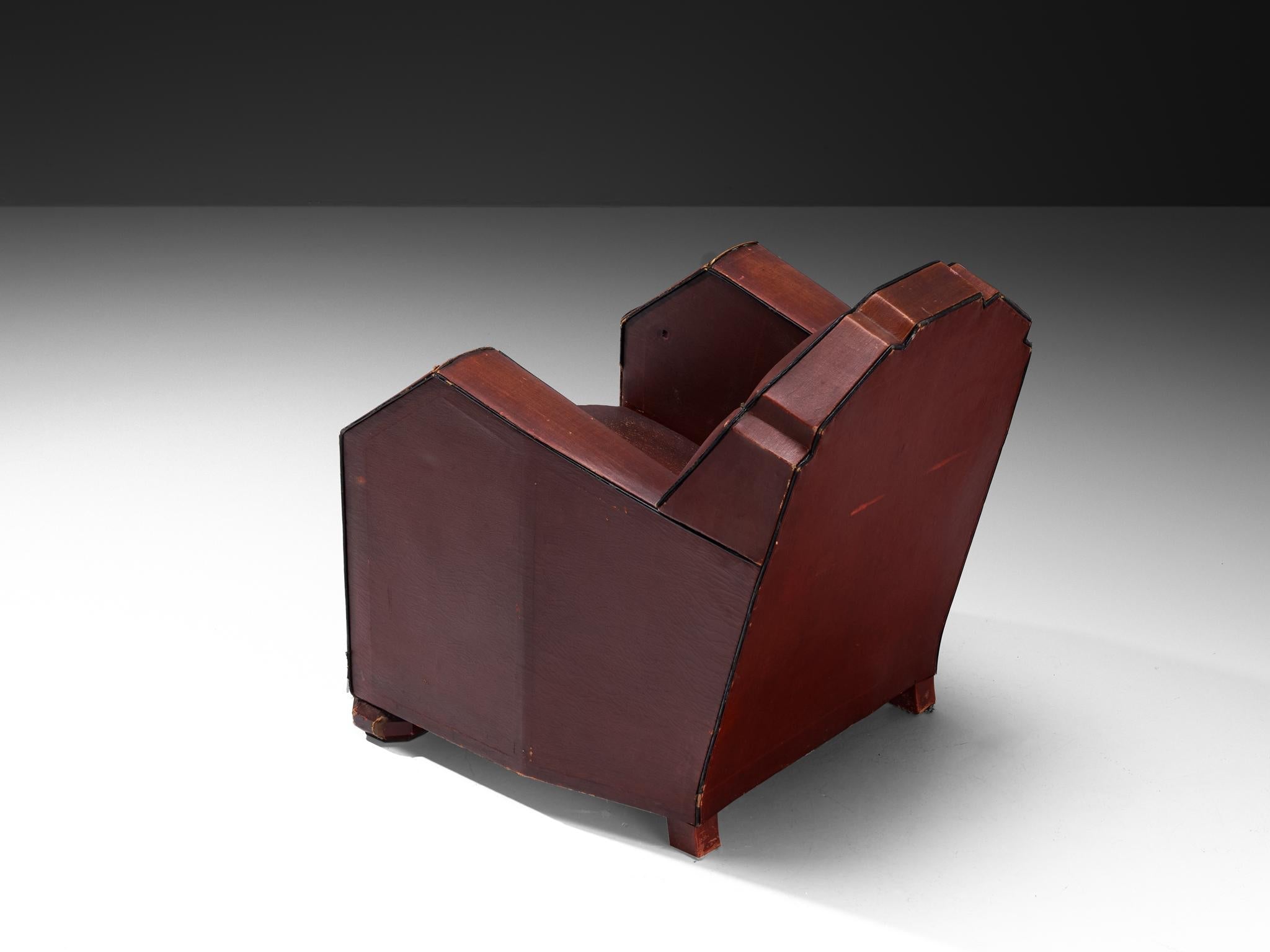 French Art Deco Club Chair in Burgundy Leather seating Morentz