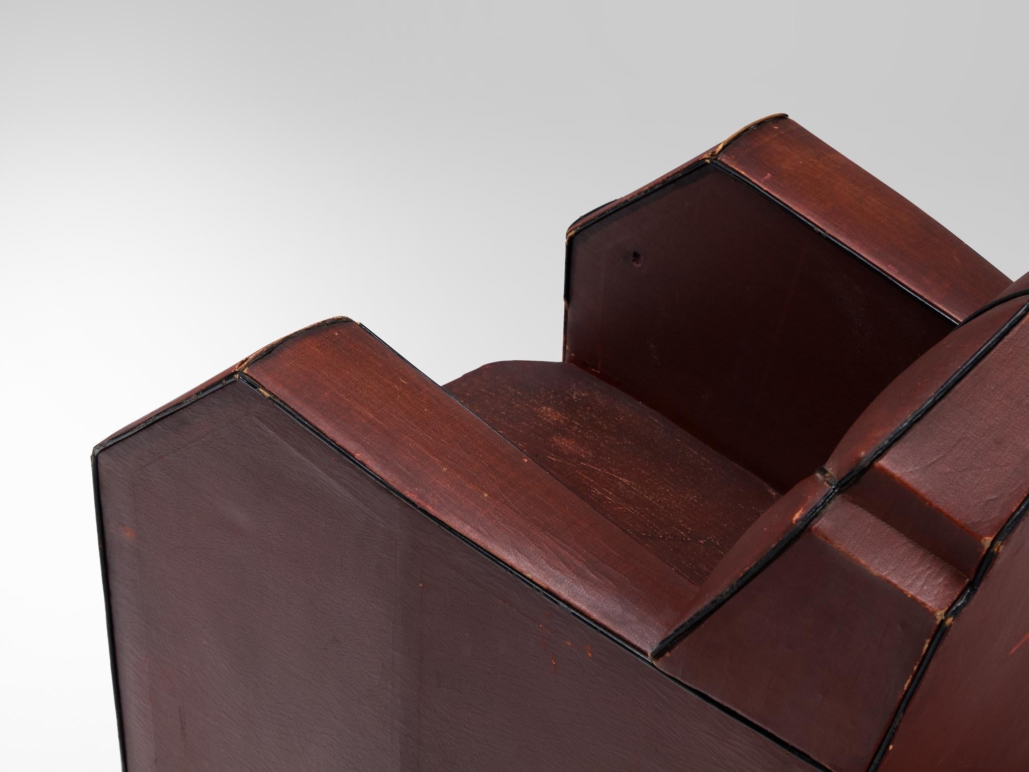 French Art Deco Club Chair in Burgundy Leather seating Morentz