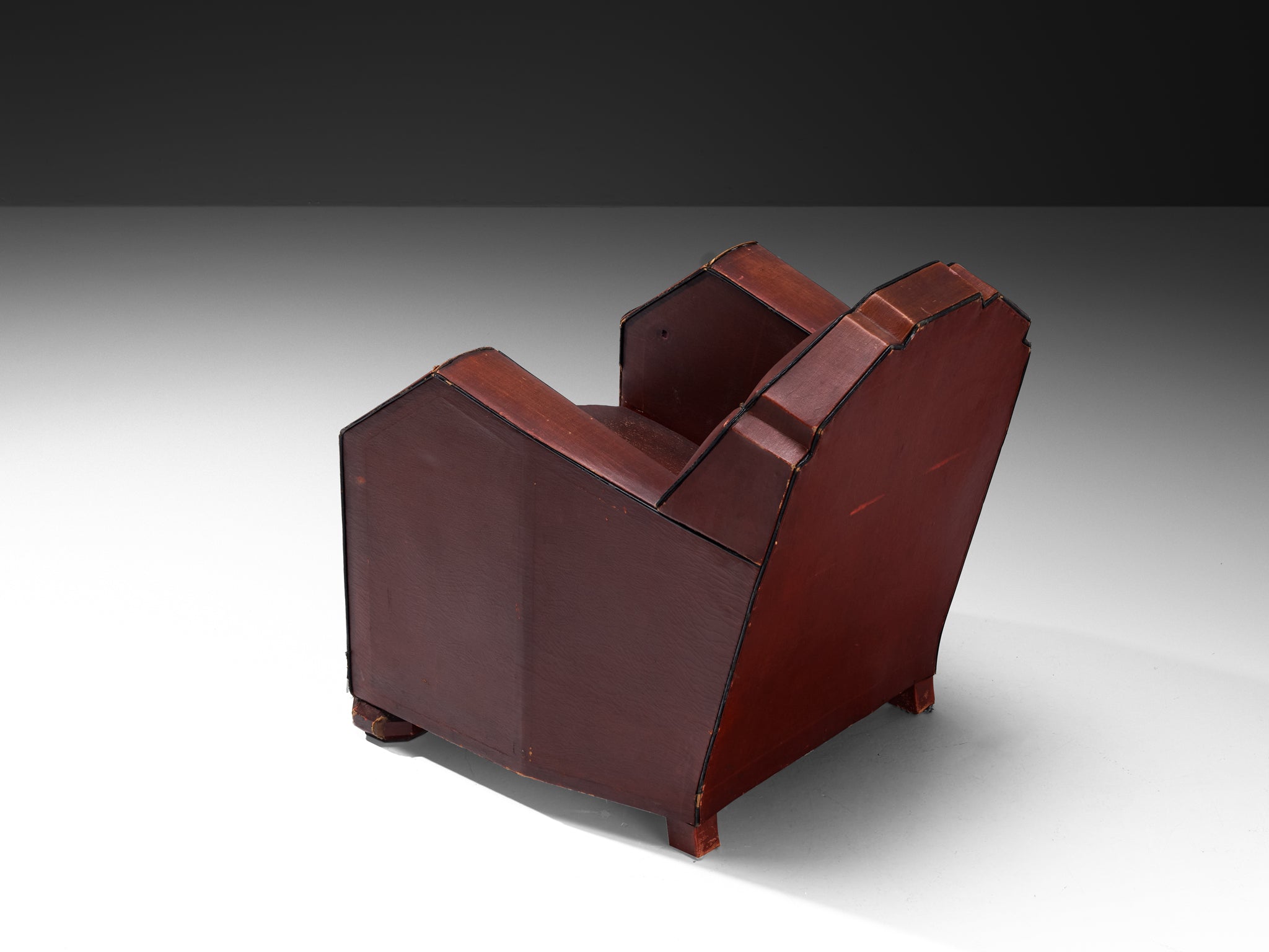 French Art Deco Club Chair in Burgundy Leather Seating Morentz