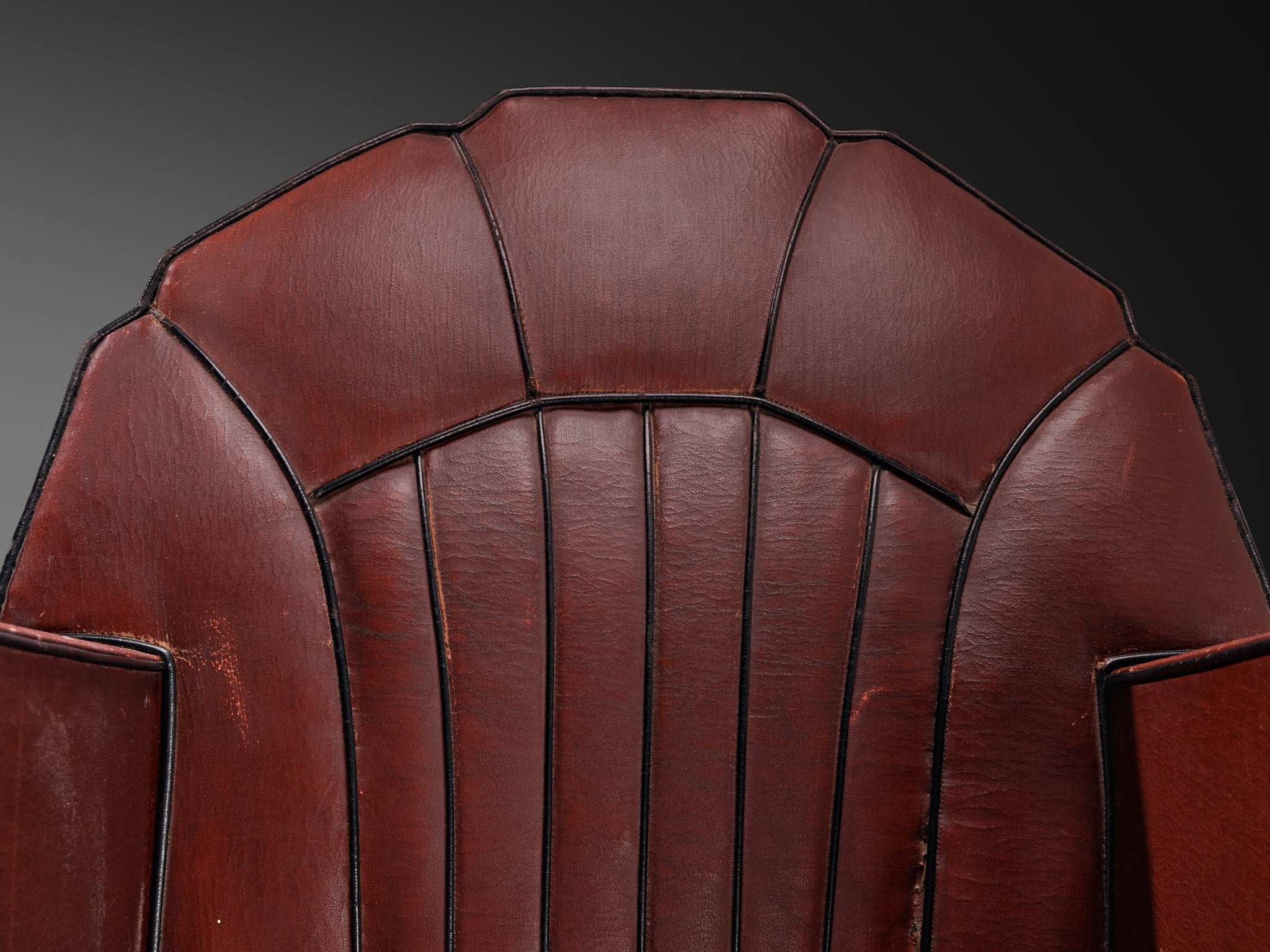 French Art Deco Club Chair in Burgundy Leather Seating Morentz